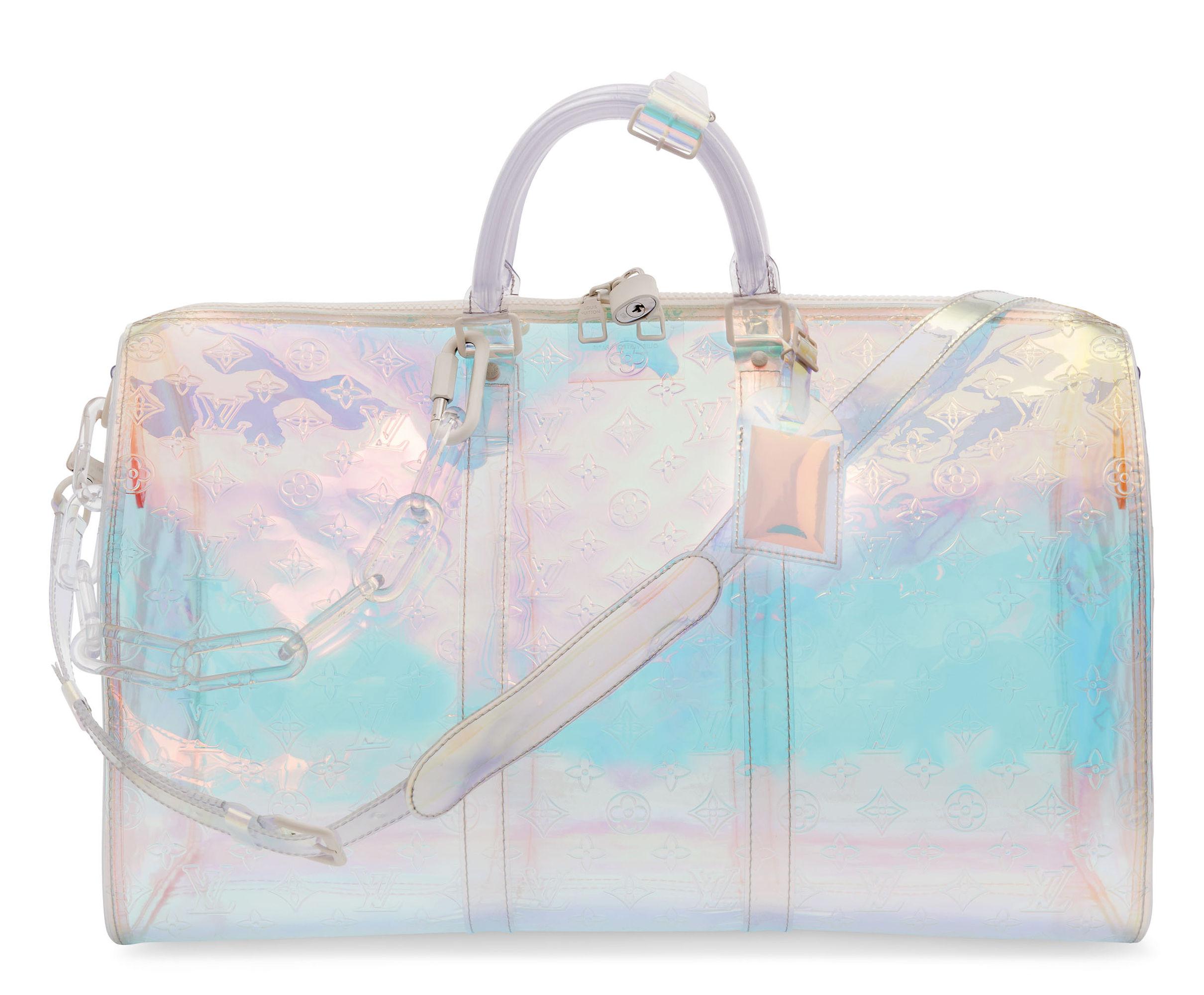 A LIMITED EDITION IRIDESCENT MONOGRAM PVC PRISM KEEPALL 50 BY VIRGIL ABLOH,  LOUIS VUITTON, 2019