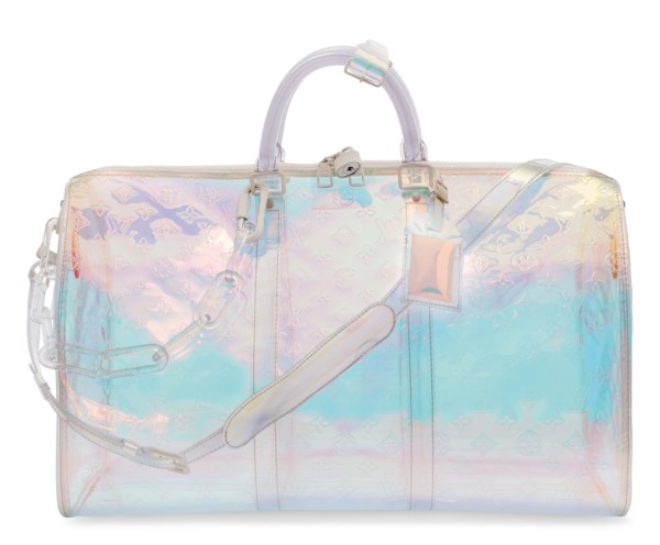 A LIMITED EDITION IRIDESCENT MONOGRAM PVC PRISM KEEPALL 50 BY