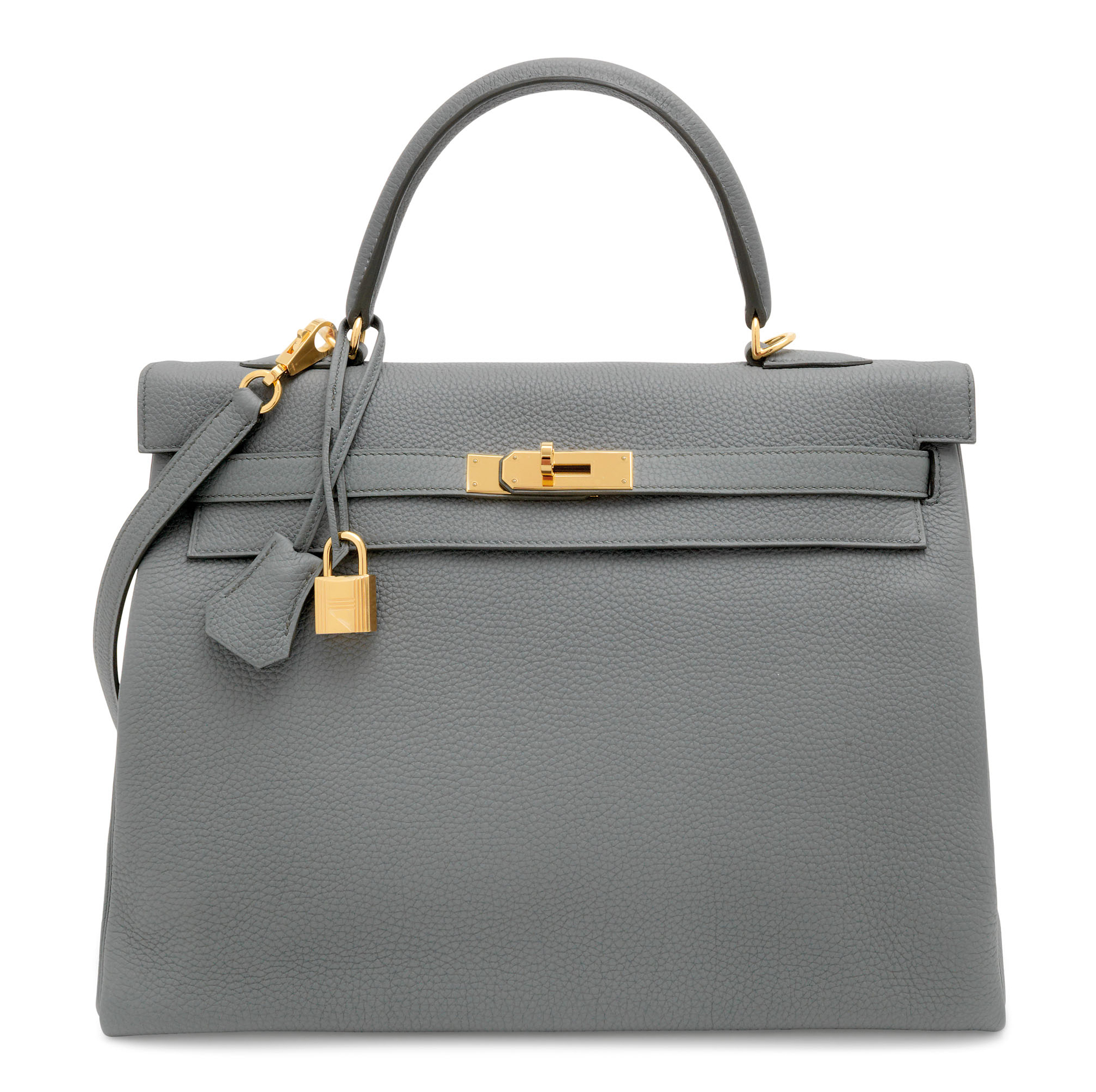 A VERT AMANDE TOGO LEATHER RETOURN KELLY 35 WITH GOLD HARDWARE