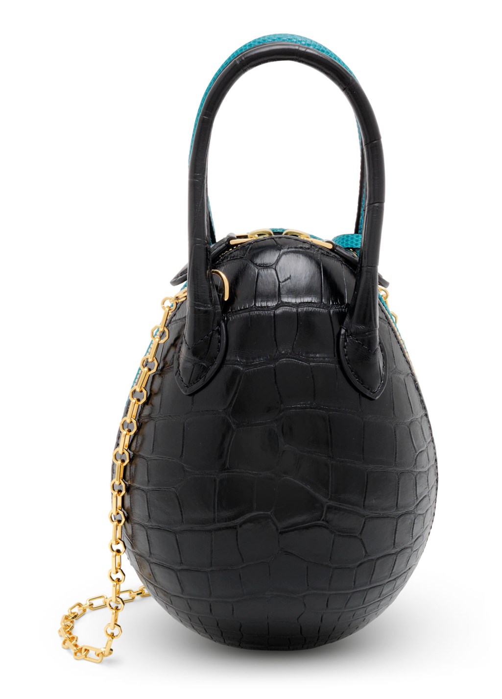 A MATTE BLACK ALLIGATOR & SHINY BLUE LIZARD EGG BAG WITH GOLD HARDWARE, LOUIS VUITTON, 2019 ...