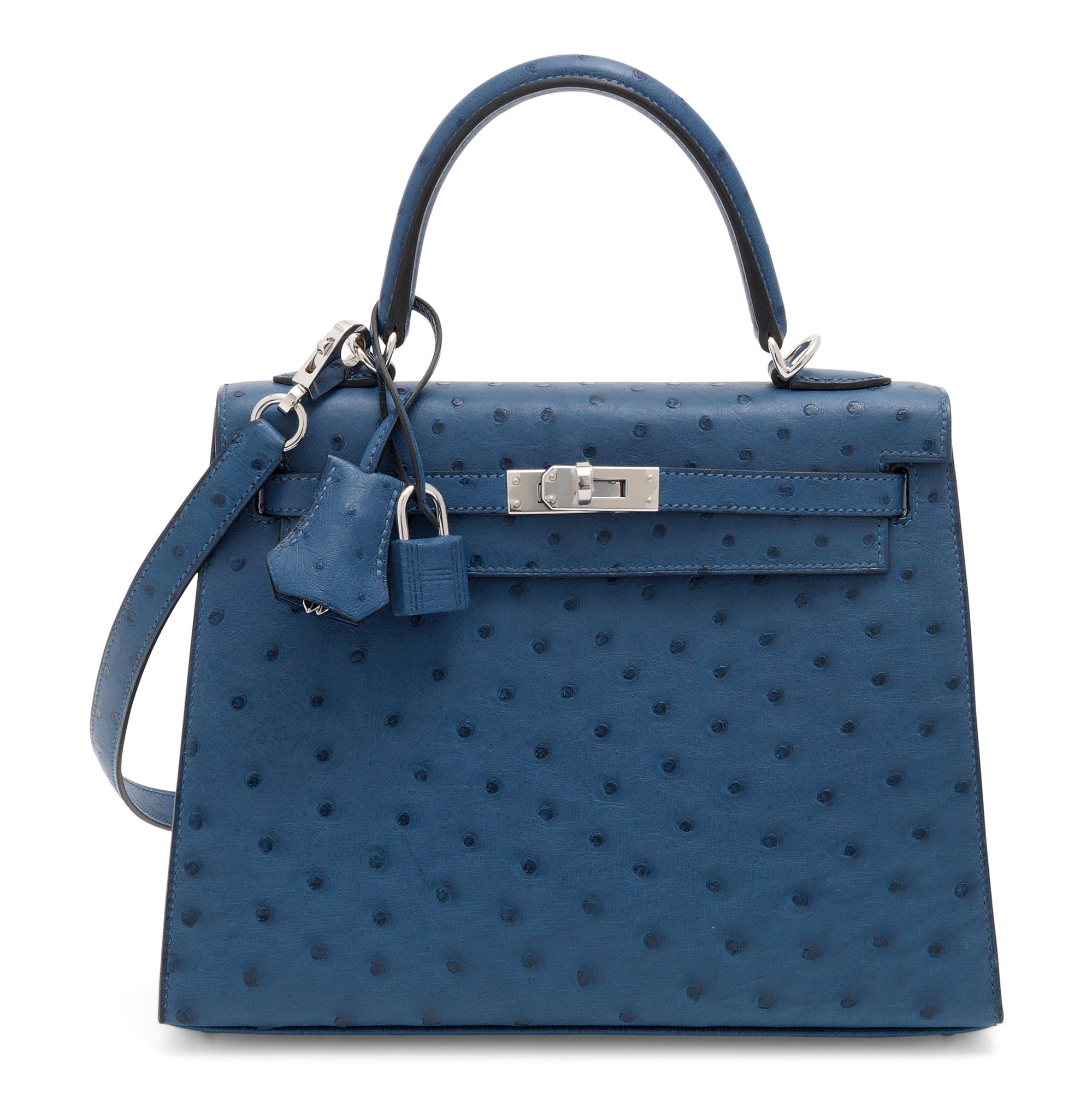A DEEP BLUE OSTRICH SELLIER KELLY 25 WITH PALLADIUM HARDWARE HERMES 2019 Christie s