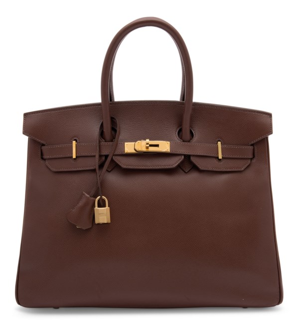 A MARRON FONCÉ EPSOM COURCHEVEL LEATHER BIRKIN 35 WITH GOLD
