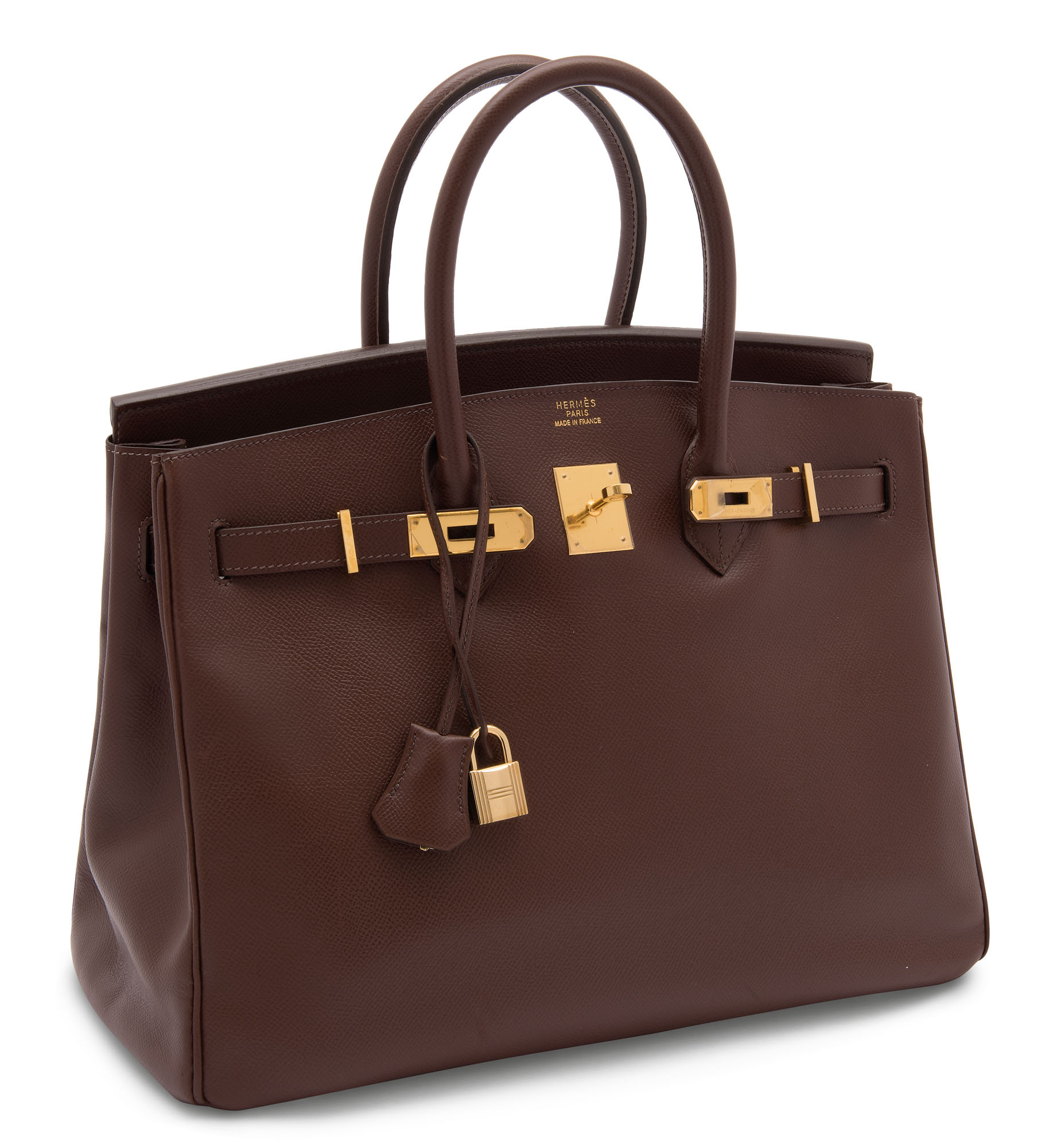 A MARRON FONCÉ EPSOM COURCHEVEL LEATHER BIRKIN 35 WITH GOLD
