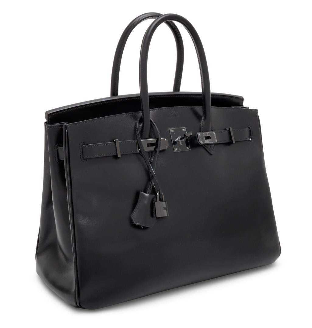 A LIMITED EDITION BLACK CALF BOX LEATHER SO BLACK BIRKIN 35 WITH BLACK