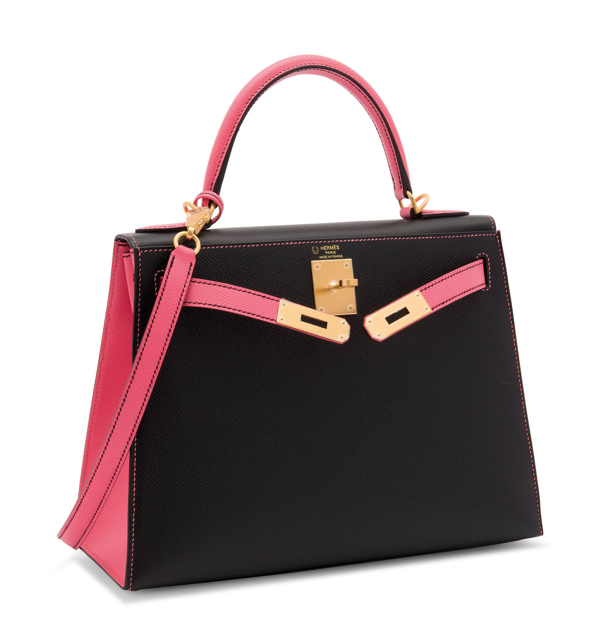 A CUSTOM BLACK ROSE AZALEE EPSOM LEATHER SELLIER KELLY 28 WITH BRUSHED GOLD HARDWARE HERMES 2018 Christie s