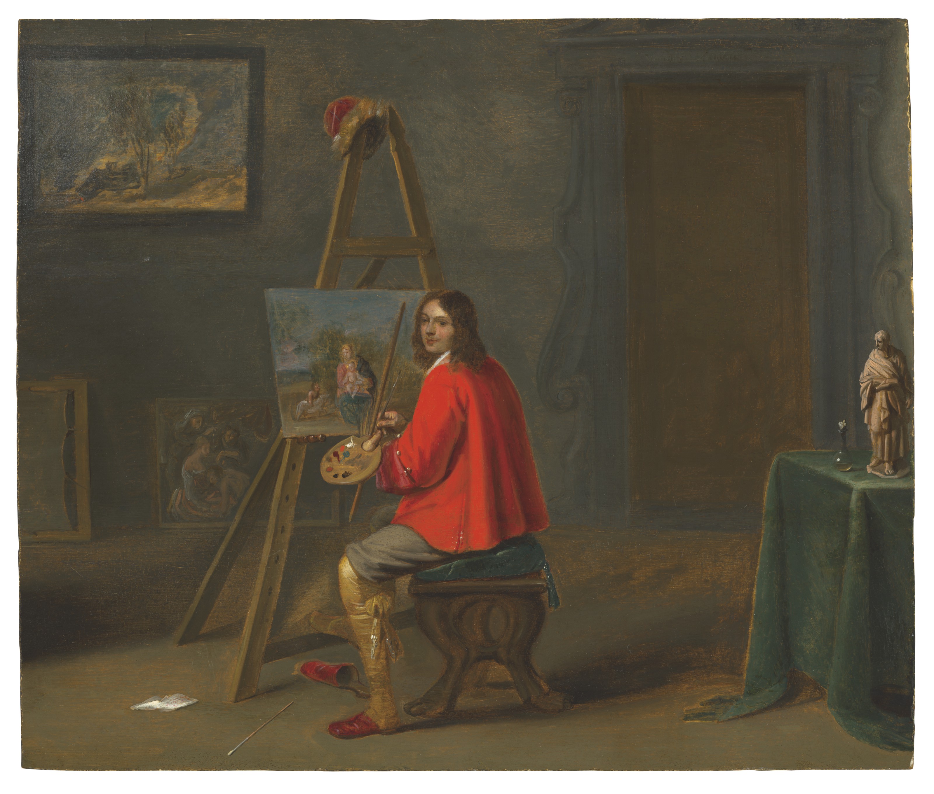 Catalog image of Portrait of the artist seated before an easel