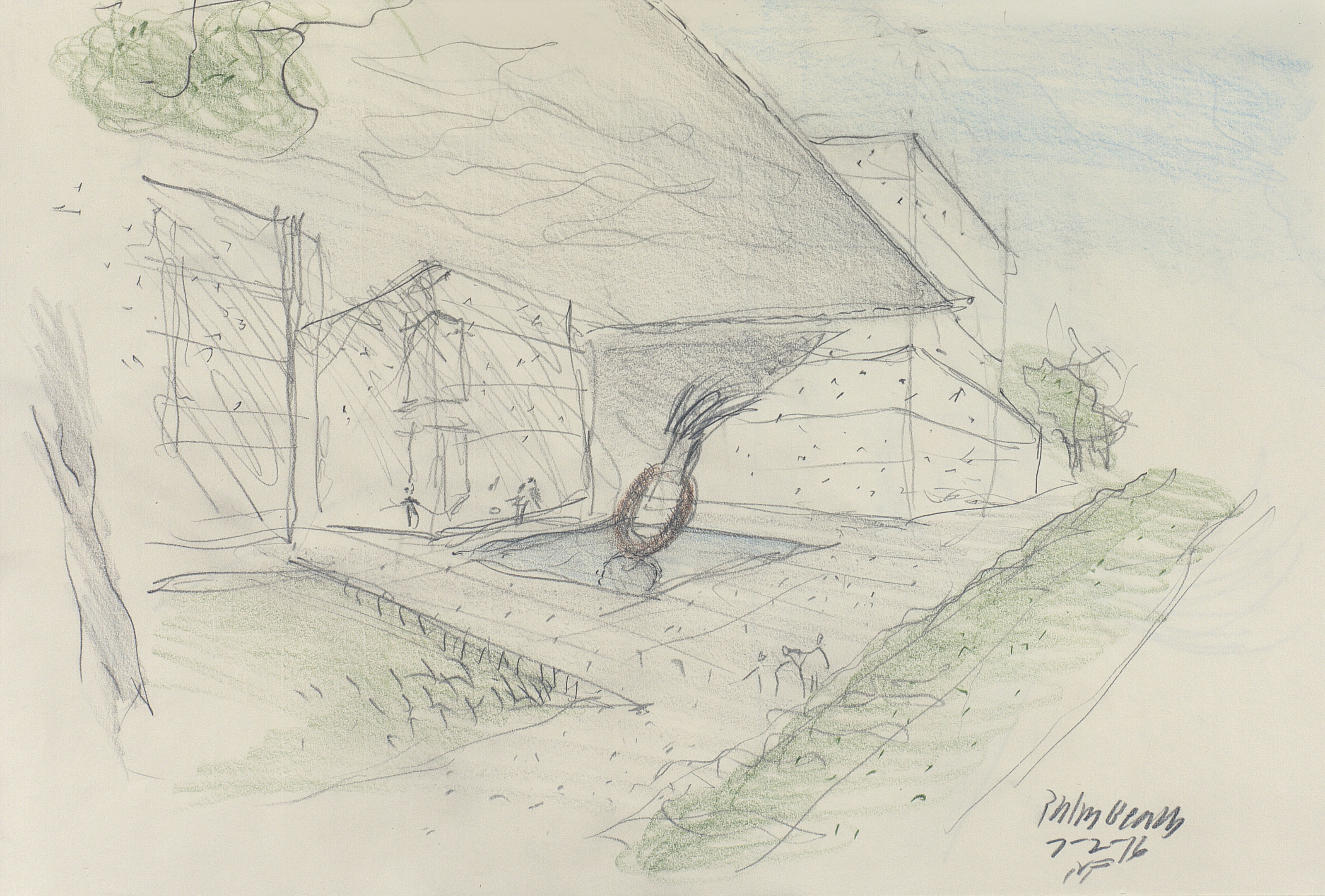 NORMAN FOSTER (B. 1935), Sketch of Claes Oldenburg and Coosje van 