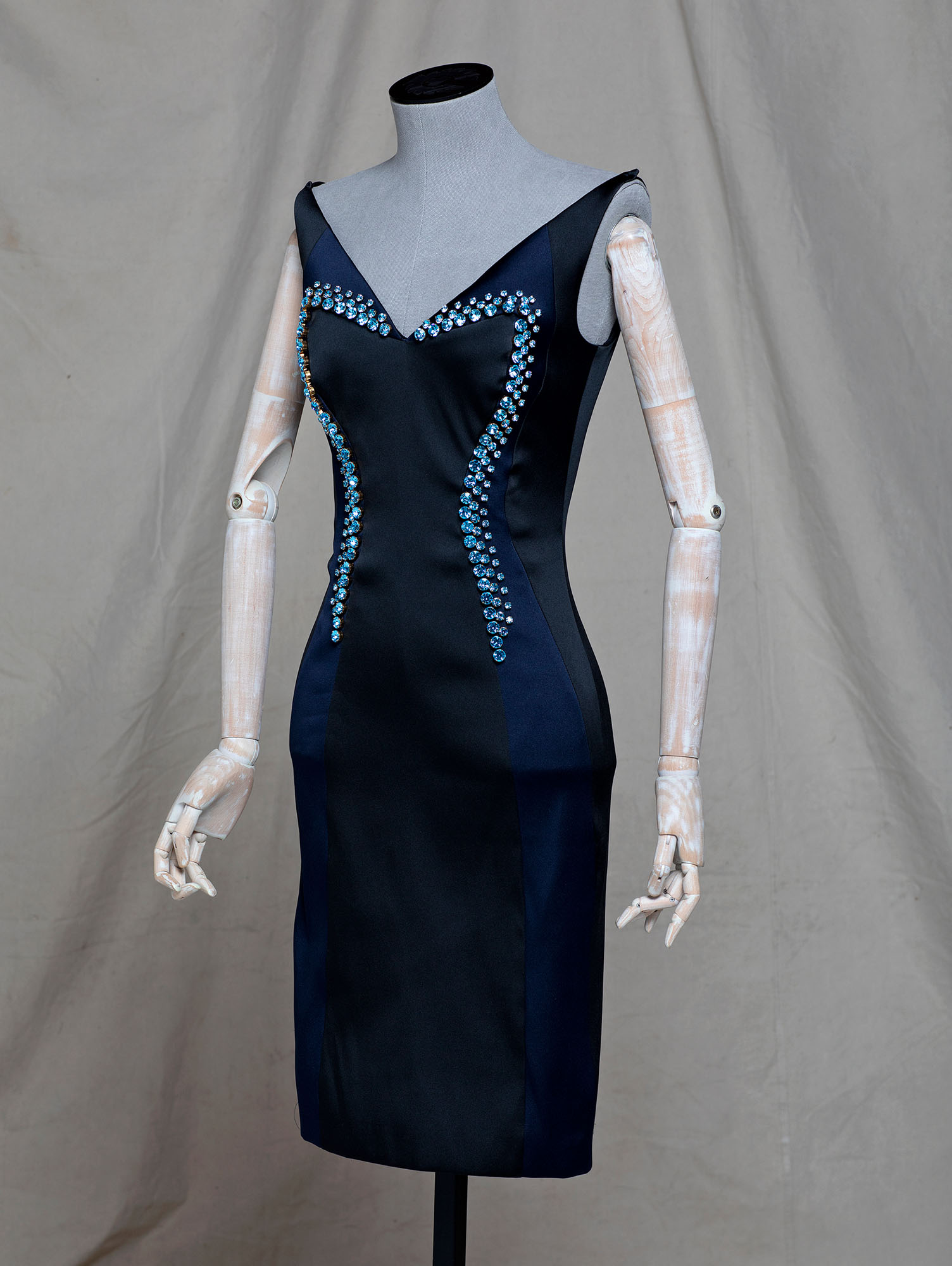 GEMMA ARTERTON'S SWAROVSKI CRYSTAL-EMBELLISHED SILK SATIN BLACK DRESS,  PRADA, S 2012 | Christie's