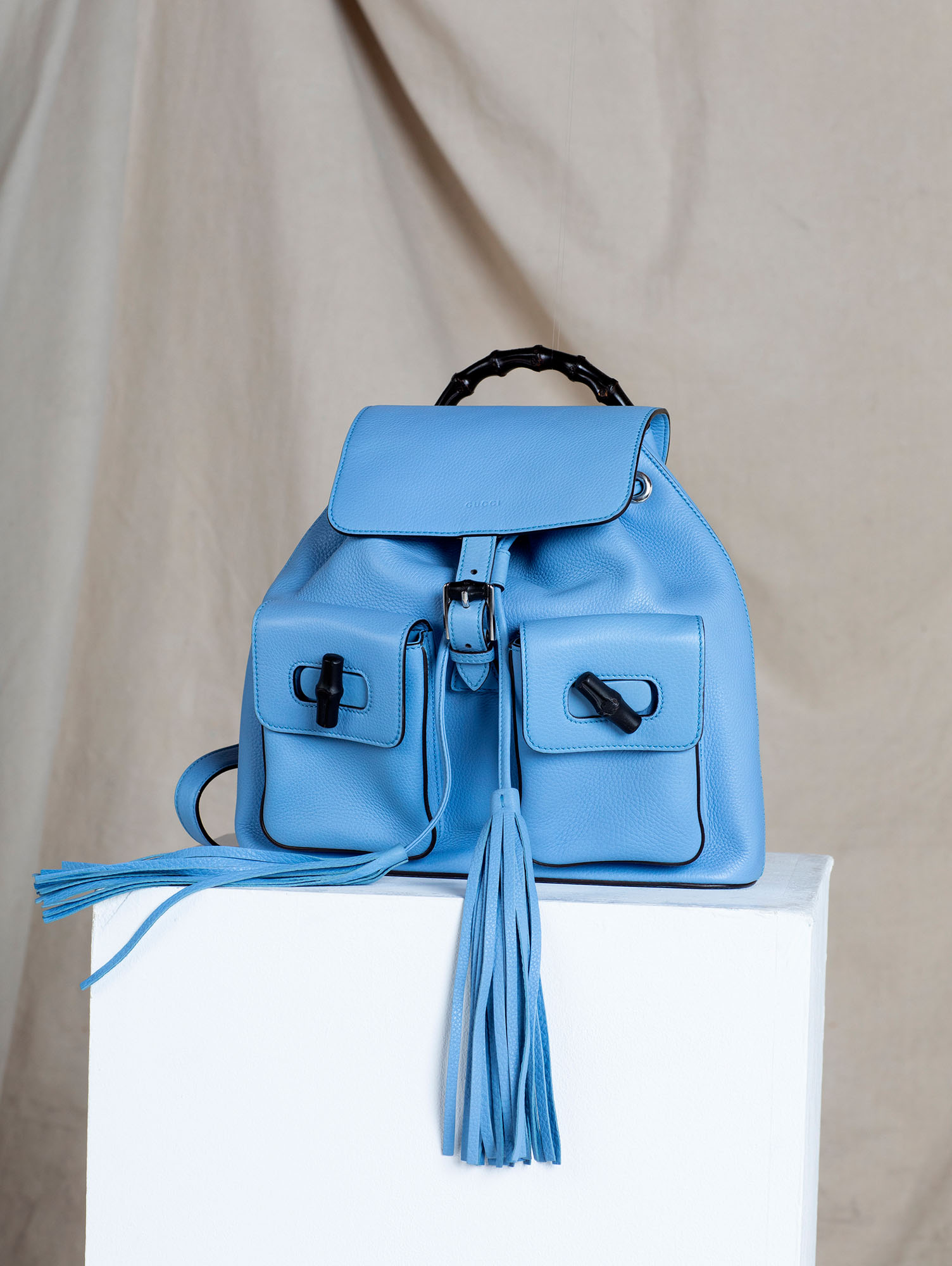 Light blue leather backpack outlet