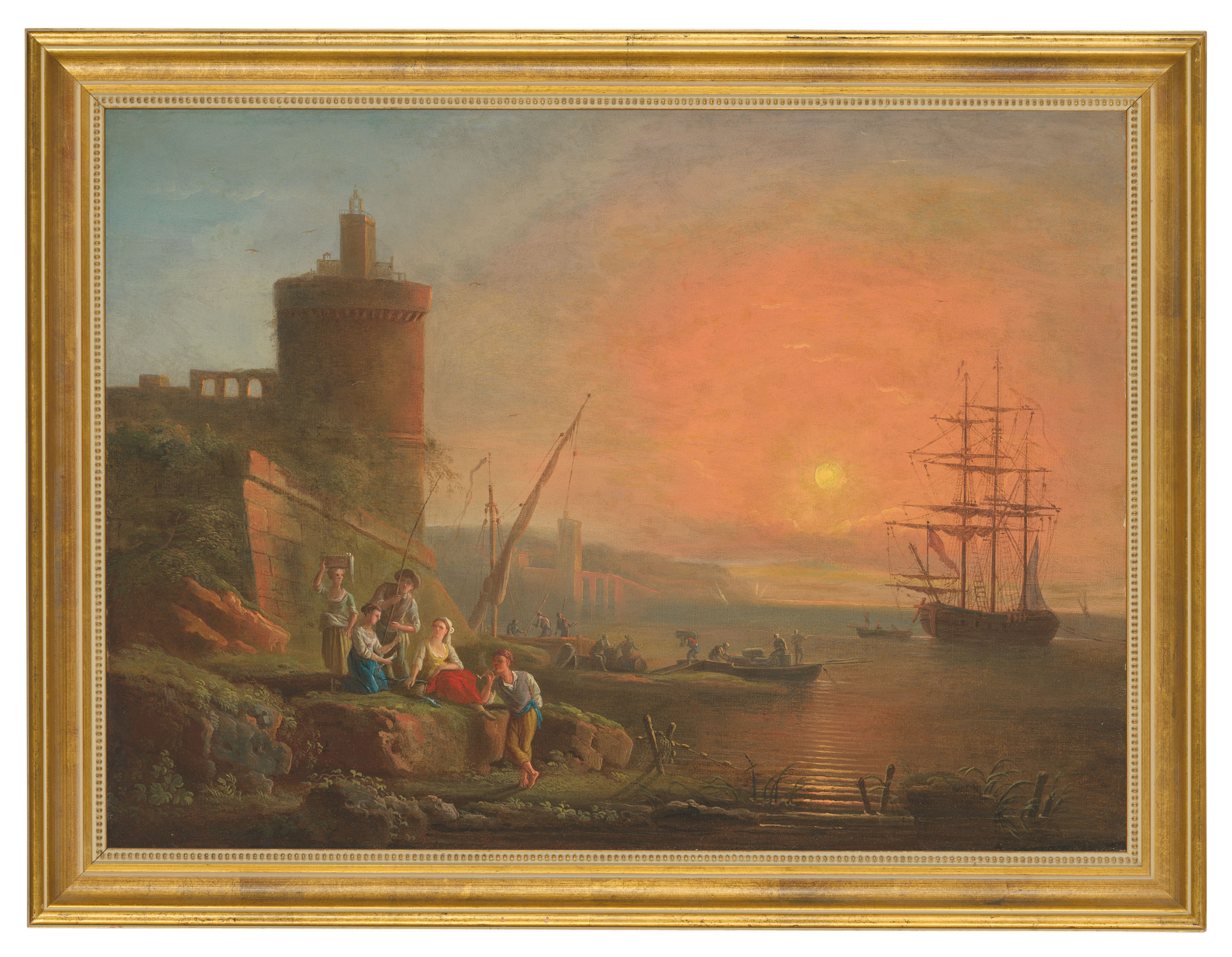 FRANCESCO FIDANZA ROME 1747 1819 MILAN A Coastal Landscape At Sunset 