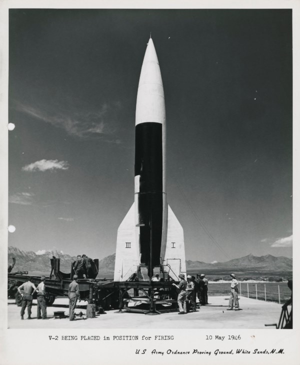 The first American rocket to reach outer space, May 1946; Wernher von