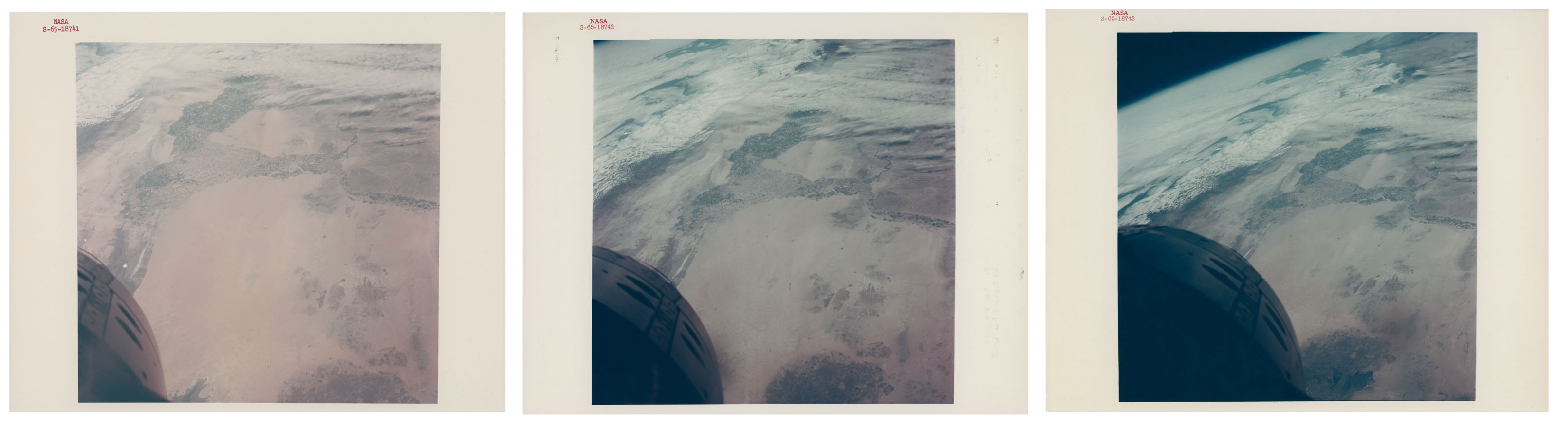 Orbital photographic sequence from space; John Young and Gus Grissom