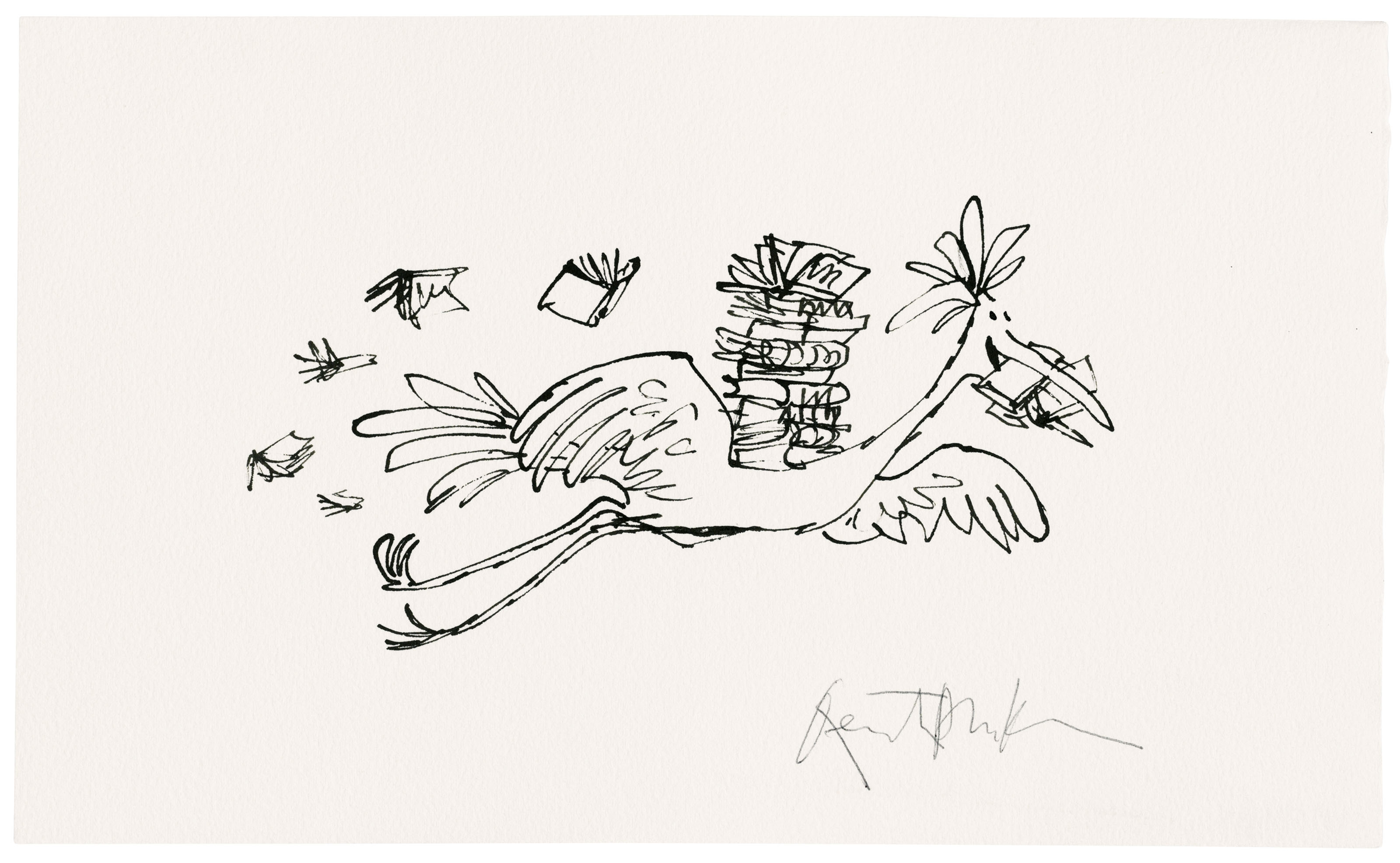 Quentin Blake (b.1932), Bibliothèque Quentin Blake alternative logo #2 ...