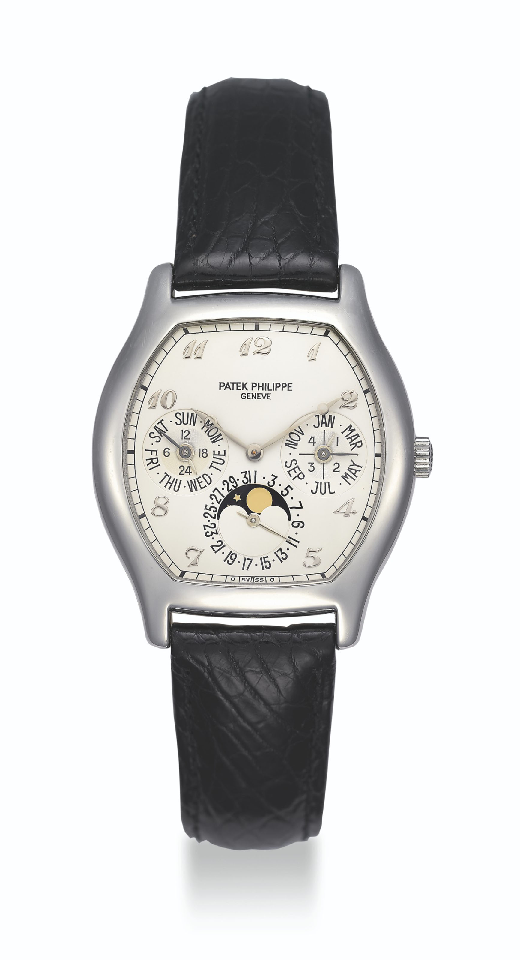 PATEK PHILIPPE, PLATINUM PERPETUAL CALENDAR WITH MOON PHASES, REF