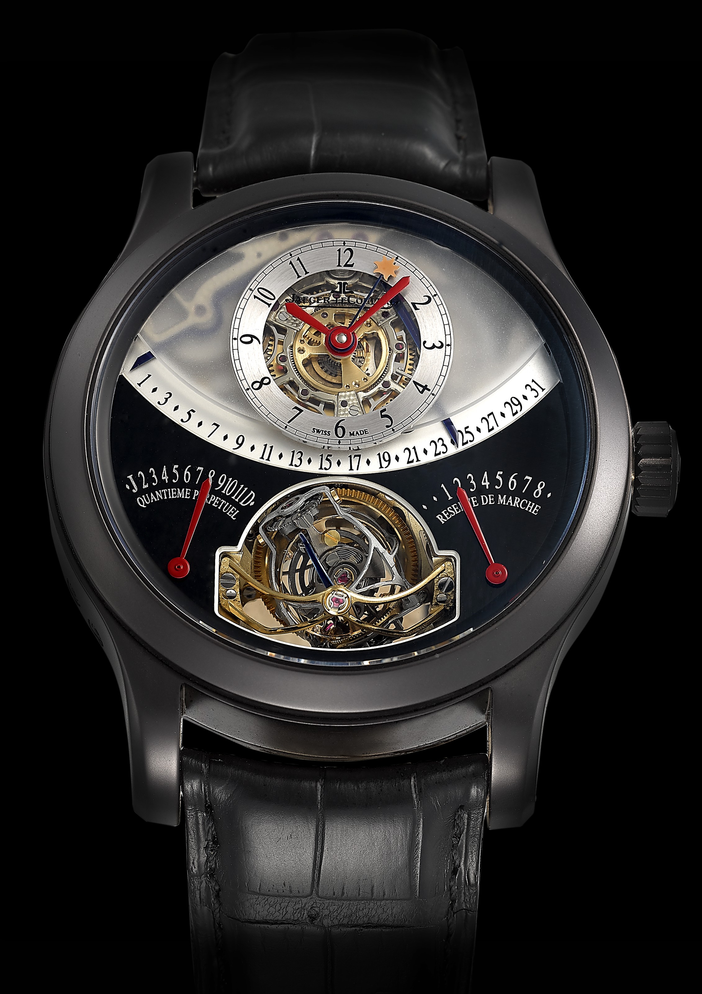 JAEGERLECOULTRE, LIMITED EDITION PLATINUM AND BLACK PVD GYROTOURBILLON