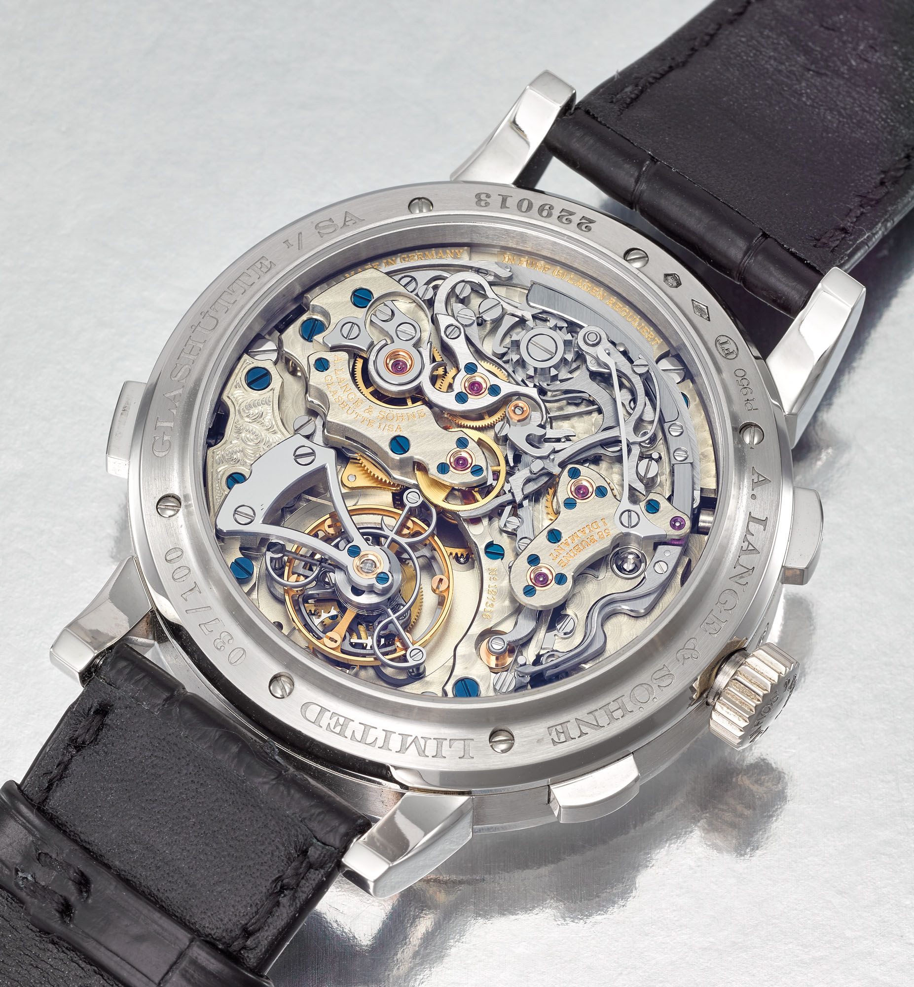 A. LANGE & SÖHNE. AN EXTREMLY FINE AND RARE PLATINUM LIMITED EDITION
