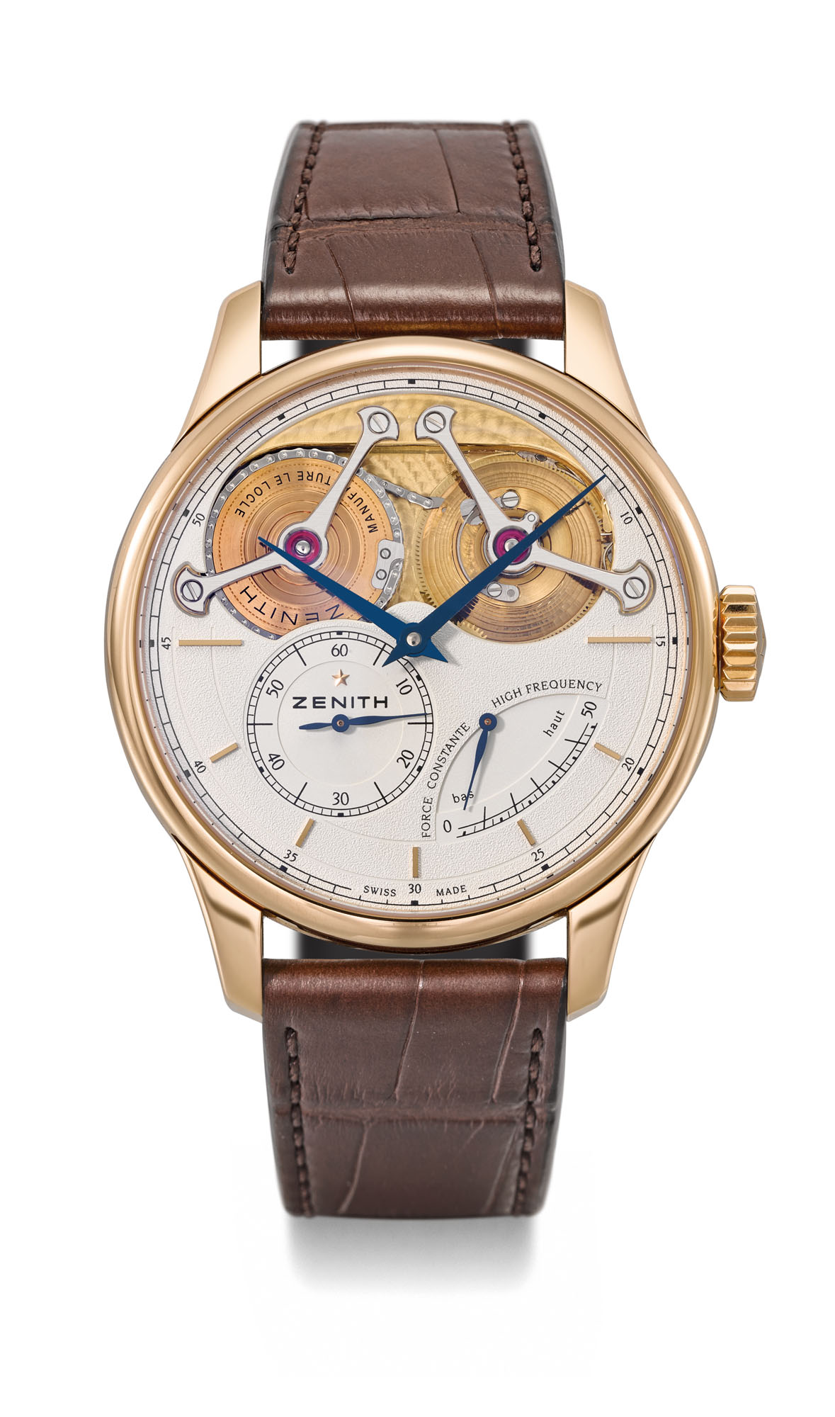 Zenith. A rare 18K pink gold limited edition wristwatch with costant