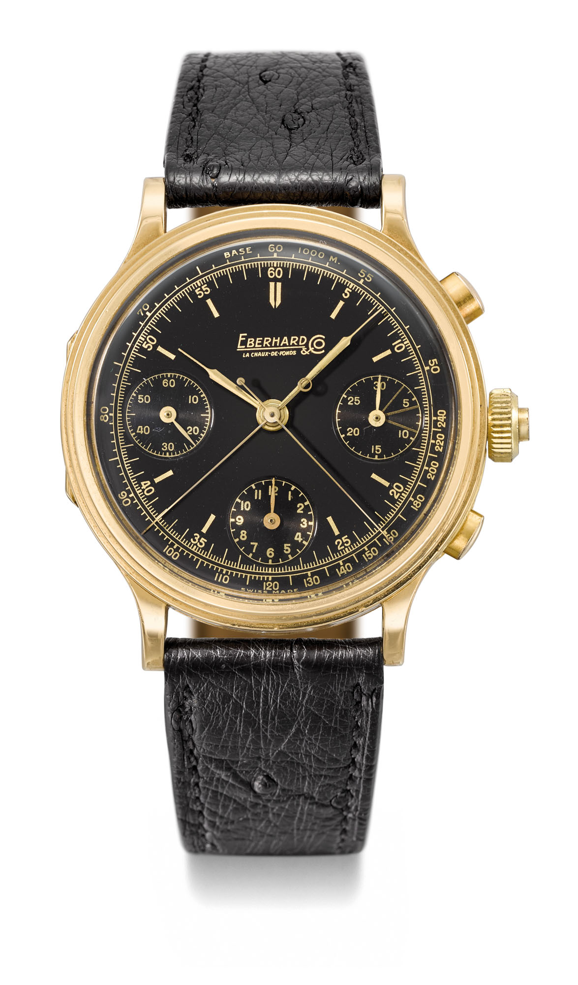 EBERHARD. A VERY RARE, LARGE AND ATTRACTIVE 18K GOLD HINGED SPLI