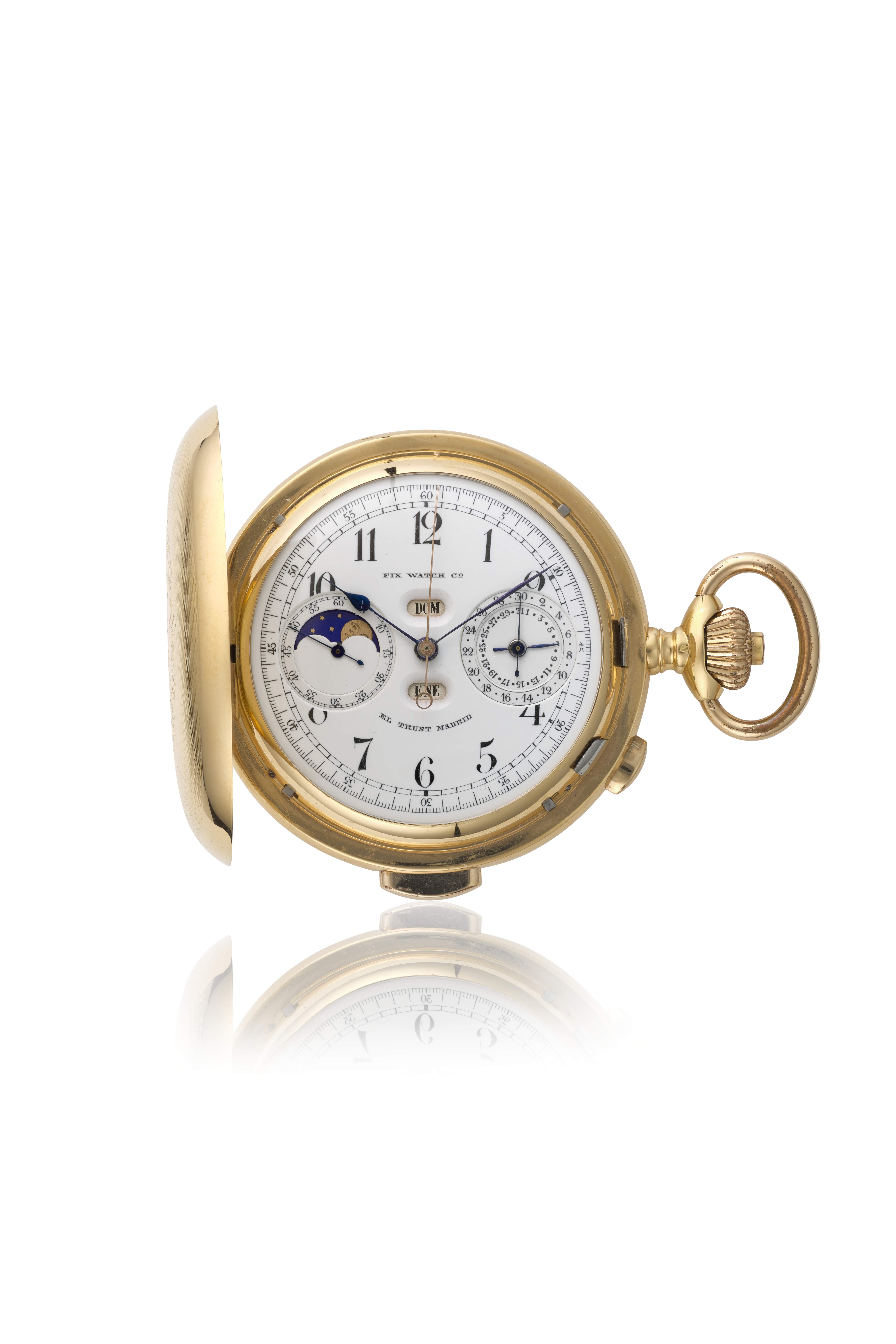 DENT, GOLD TWO TIME ZONE INDEPENDENT DEAD SECONDS AND SPLIT  display picture 3