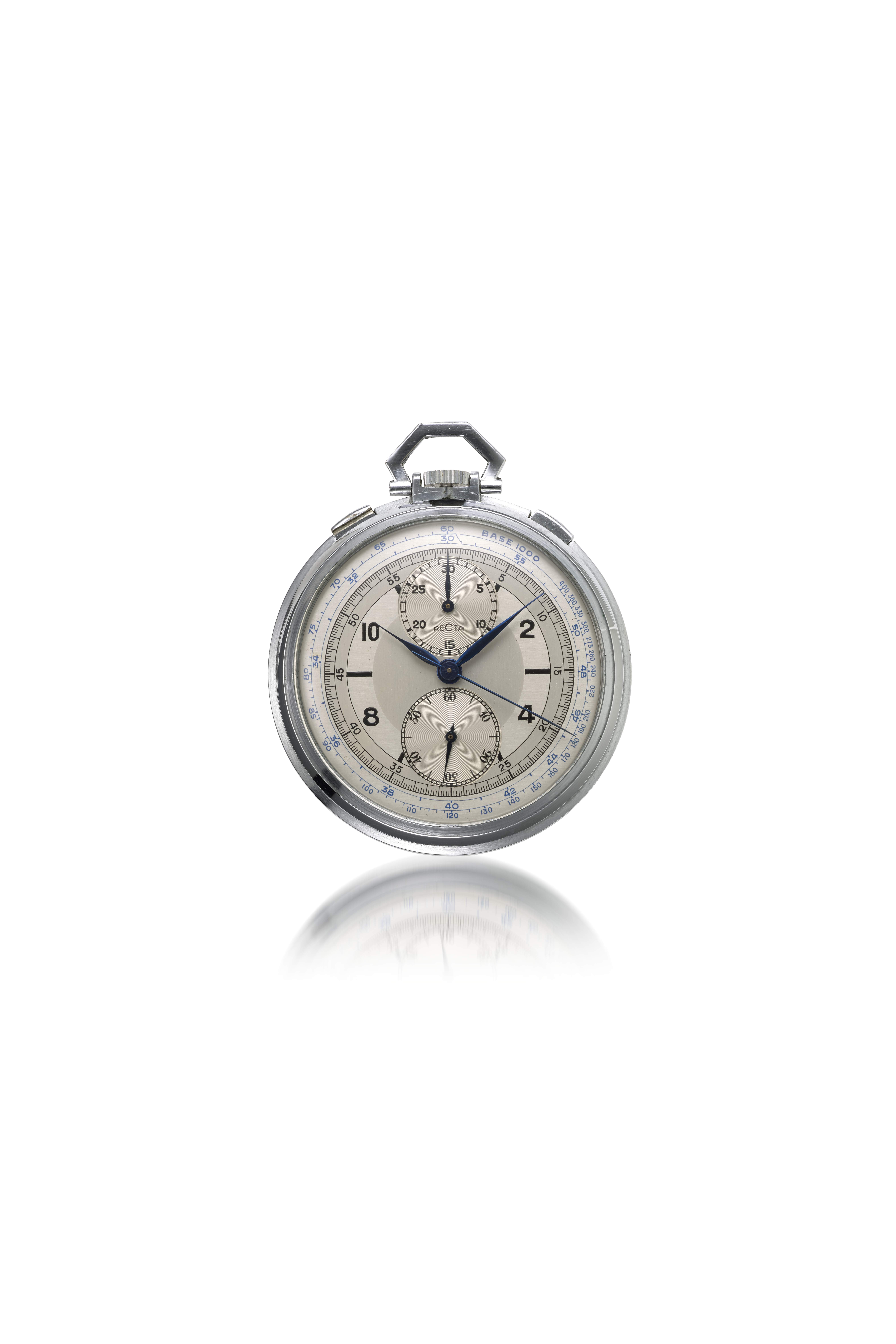 RECTA STAINLESS STEEL MONO RATTRAPANTE CHRONOGRAPH POCKET WATCH auctions price archive