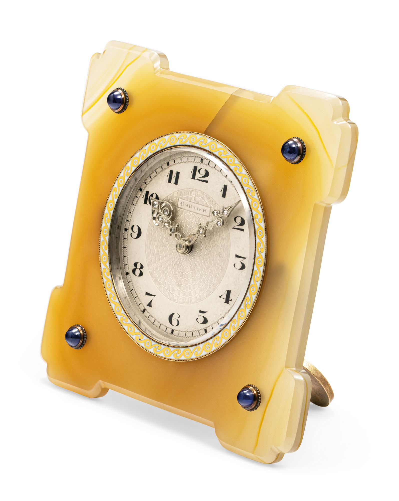 ART DECO AGATE AND DIAMOND CLOCK, CARTIER, | Christie's