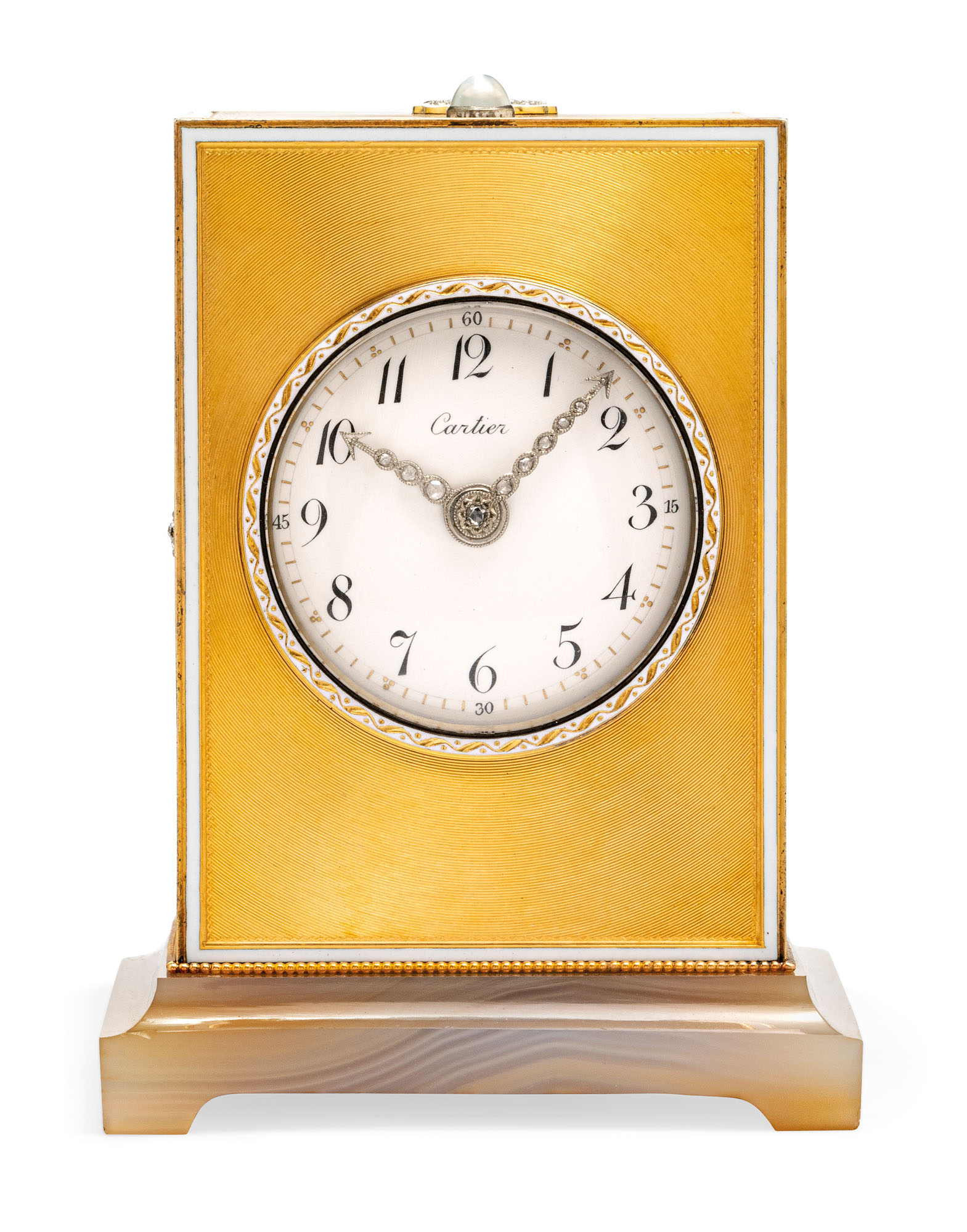 BELLE EPOQUE AGATE 'MIGNONETTE' CLOCK, CARTIER, | Christie's