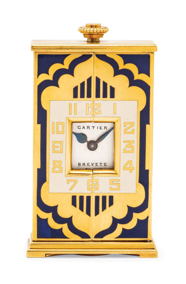 ART DECO ENAMEL AND GOLD 'ALTAR' DESK CLOCK, CARTIER, Christie’s
