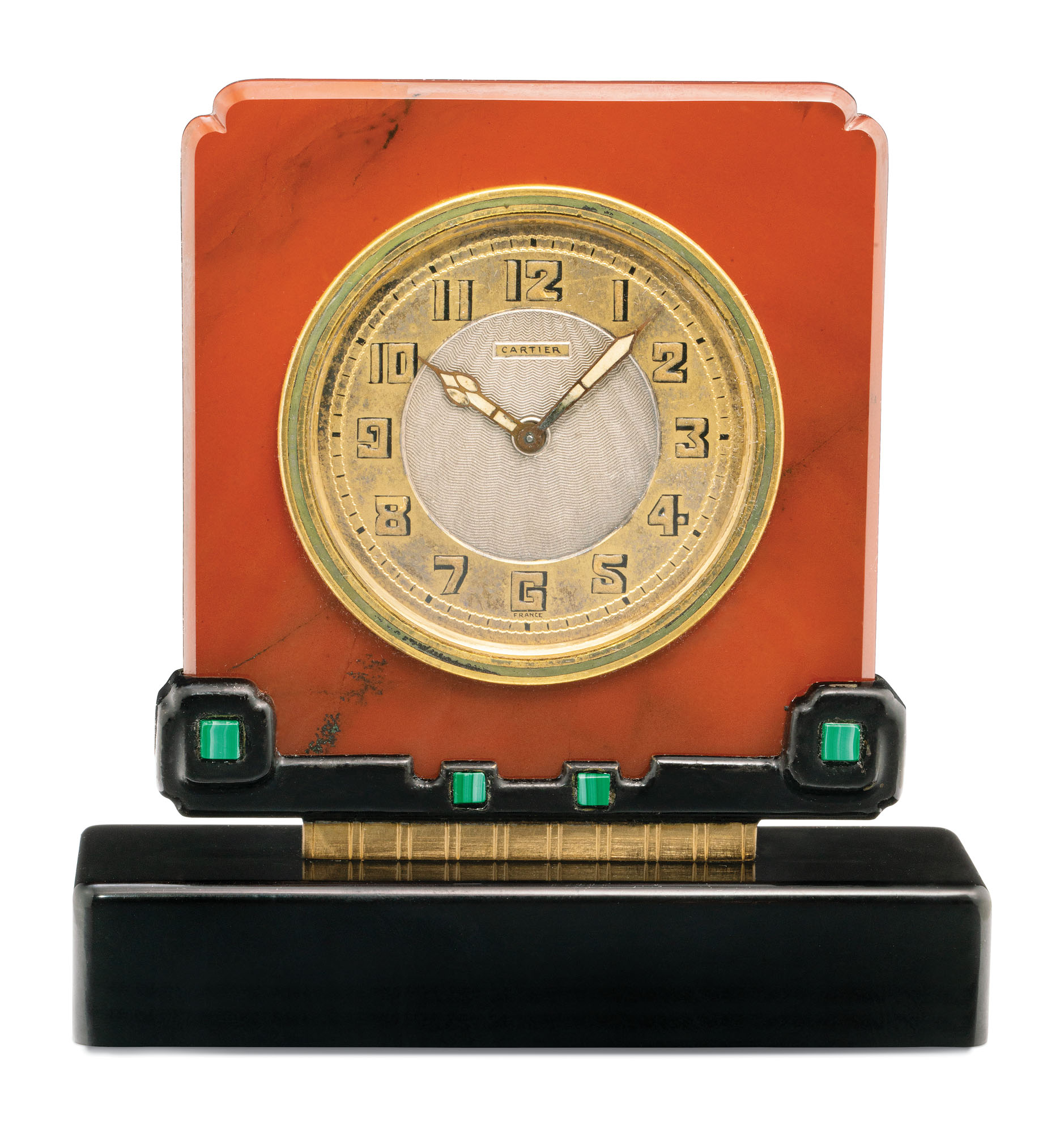ART DECO ONYX, ENAMEL AND NEPHRITE JADE CLOCK, CARTIER, | Christie's