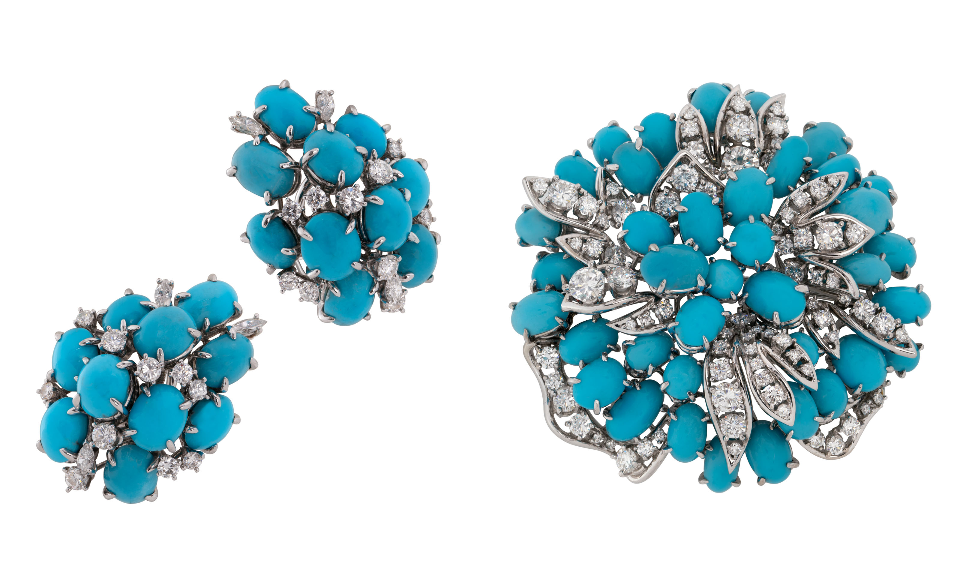 Meister Turquoise And Diamond Brooch And A Pair Of Earrings Christie S