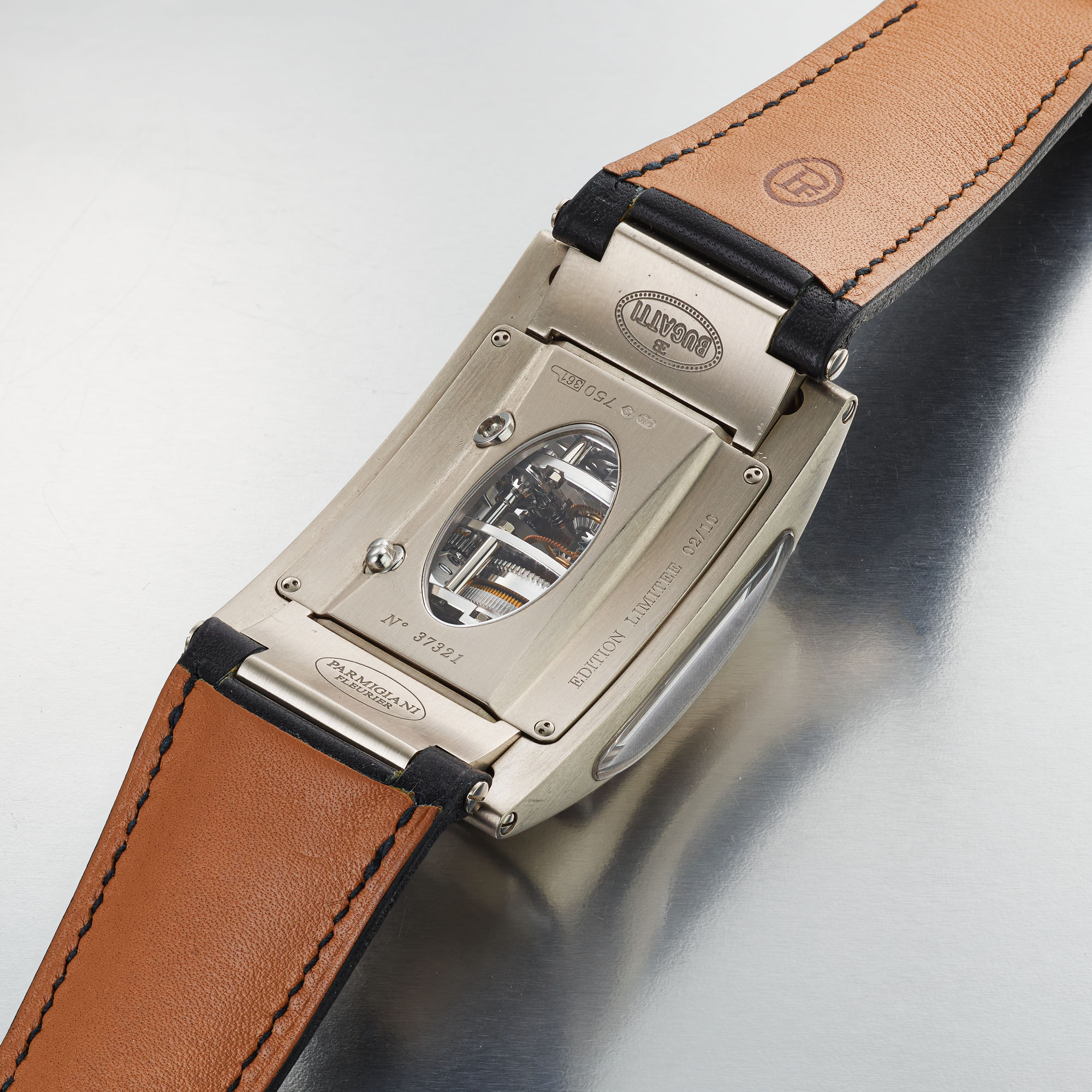 PARMIGIANI WHITE GOLD LIMITED EDITION BUGATTI TYPE 370 WRISTWATCH NO. 02 10 CASE NO. 37321 Christie s