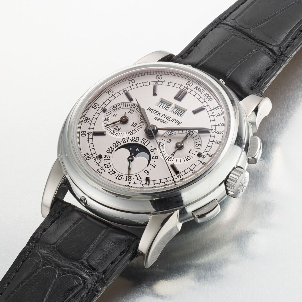 PATEK PHILIPPE, WHITE GOLD PERPETUAL CALENDAR CHRONOGRAPH WRISTWATCH ...