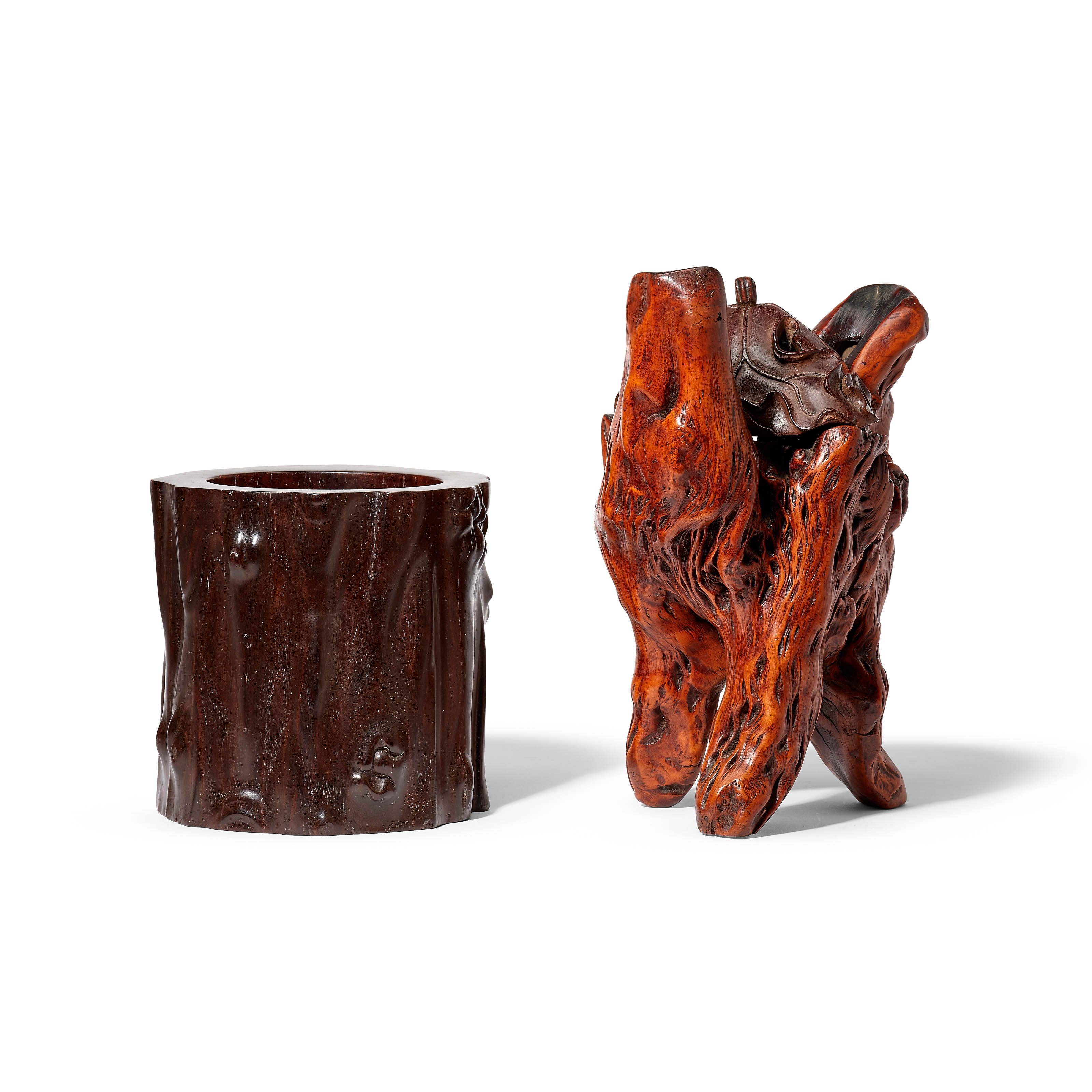【在庫処分大特価!!】 AND POT BRUSH TRUNK-FORM TREE ZITAN CARVED A A WOOD ROOT 筆記具