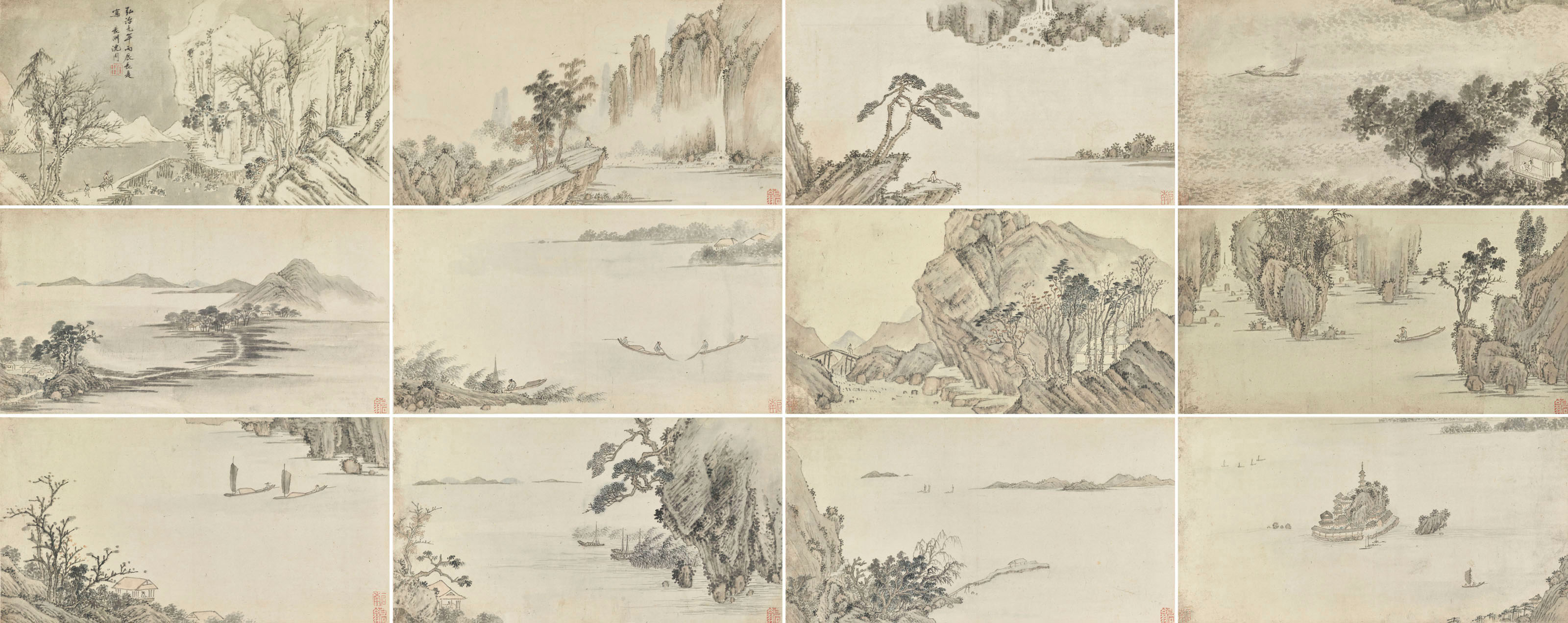 shencanyuページ WITH SIGNATURE OF SHEN ZHOU (16TH-17TH CENTURY), Landscape Album