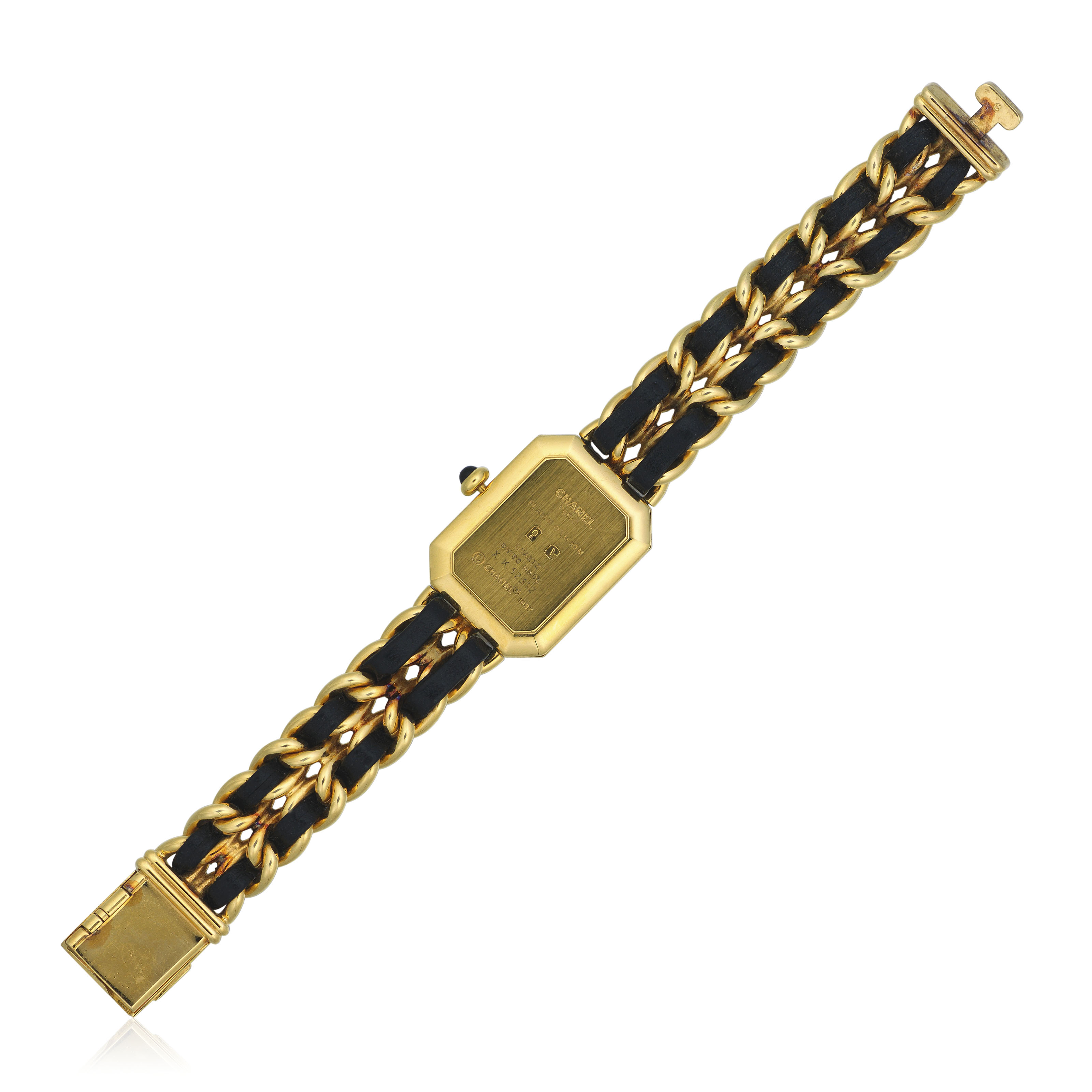 Chanel Premiere #XL Quartz Watch RC89986 PLAQUE OR G 20M 45715 CHANEL 1987 Vintage PREMIERE Watch Black Leather and 24KT  main image 4