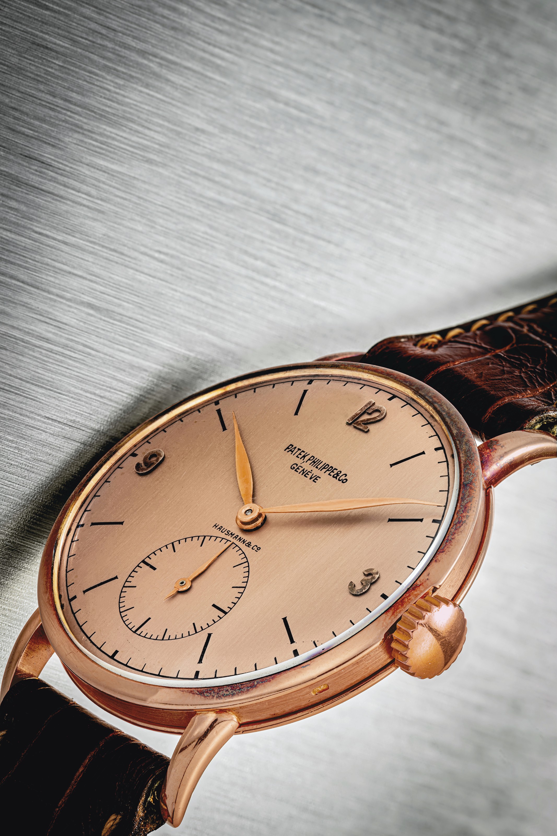 PATEK PHILIPPE. A RARE 18K PINK GOLD WRISTWATCH SIGNED PATEK
