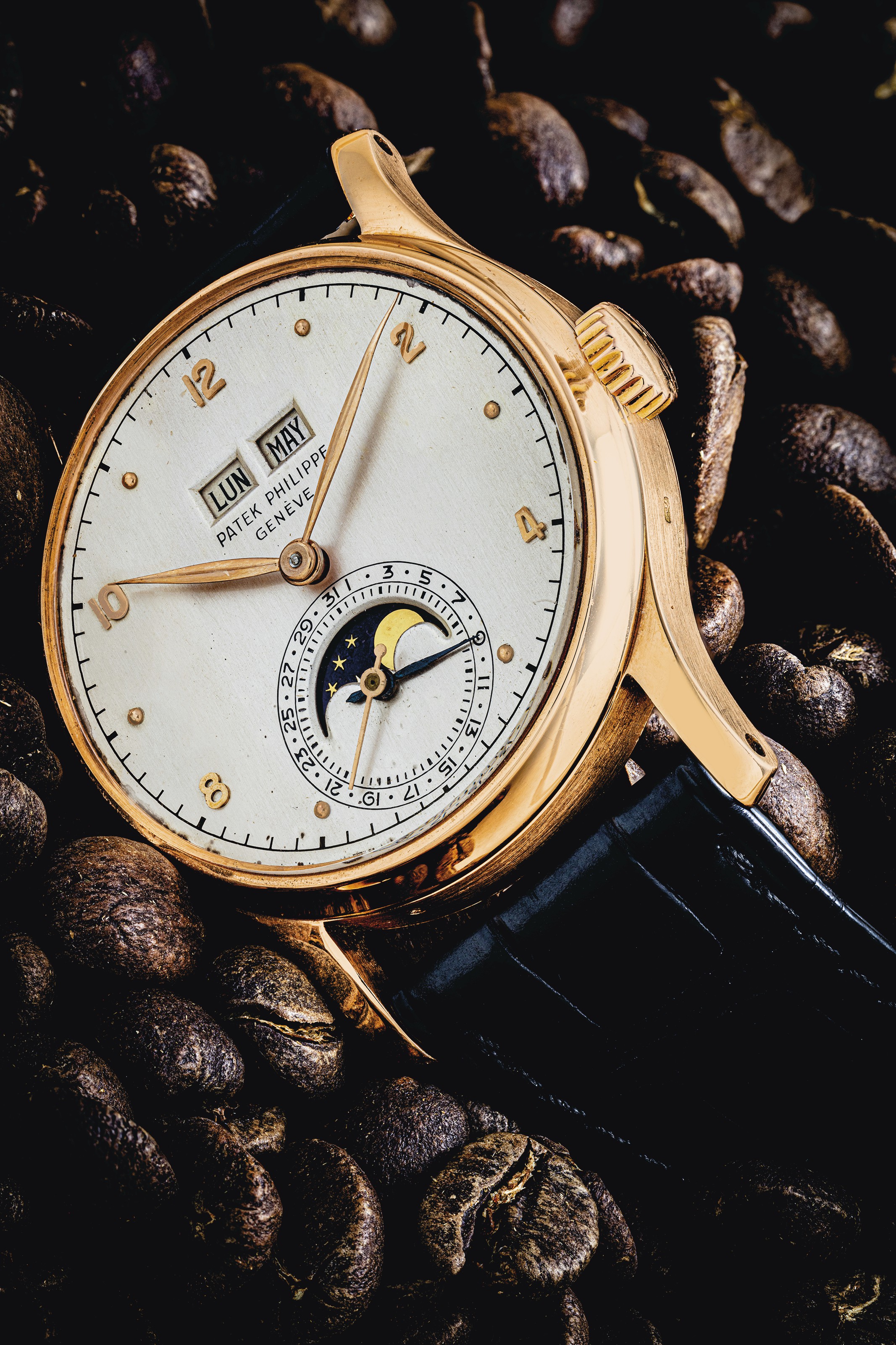 PATEK PHILIPPE. A VERY FINE AND EXTREMELY RARE 18K PINK GOLD