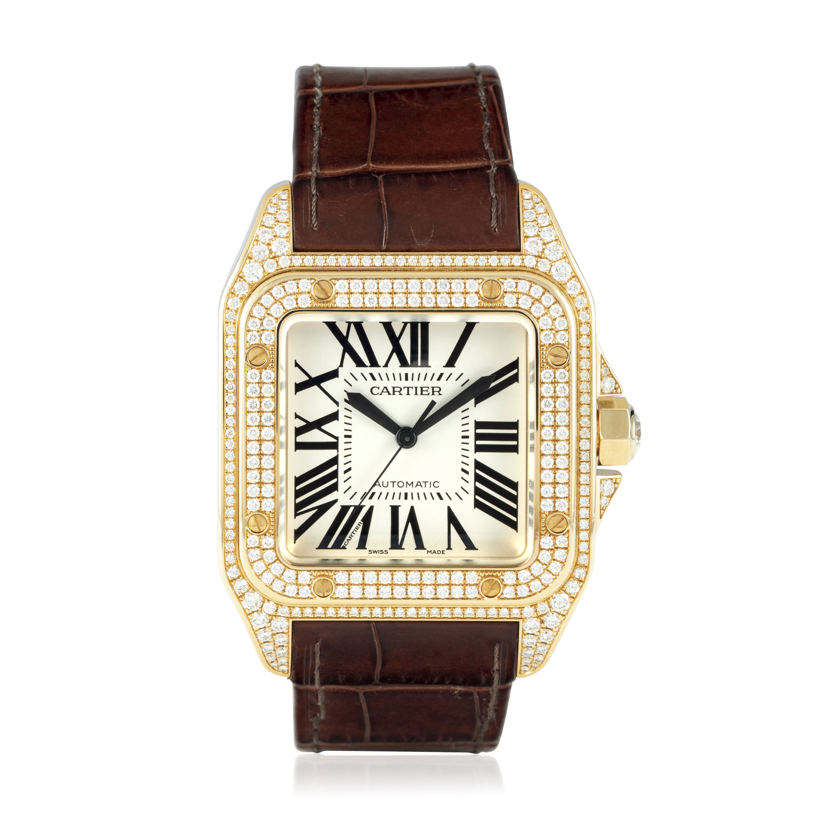 CARTIER, GOLD AND DIAMONDSET SANTOS 100, PROPERTY FROM AN IMPORTANT