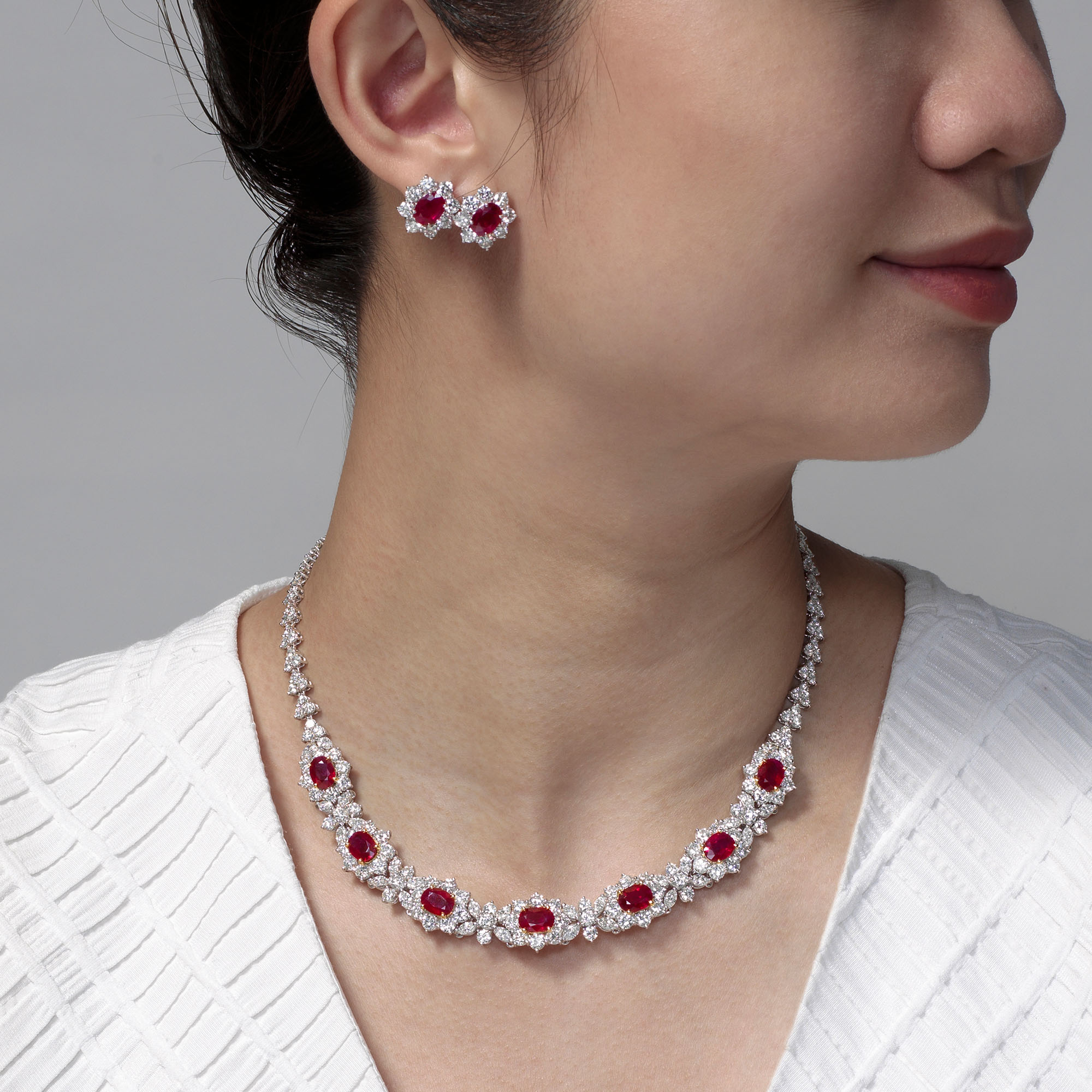 Ruby necklace discount and earring set