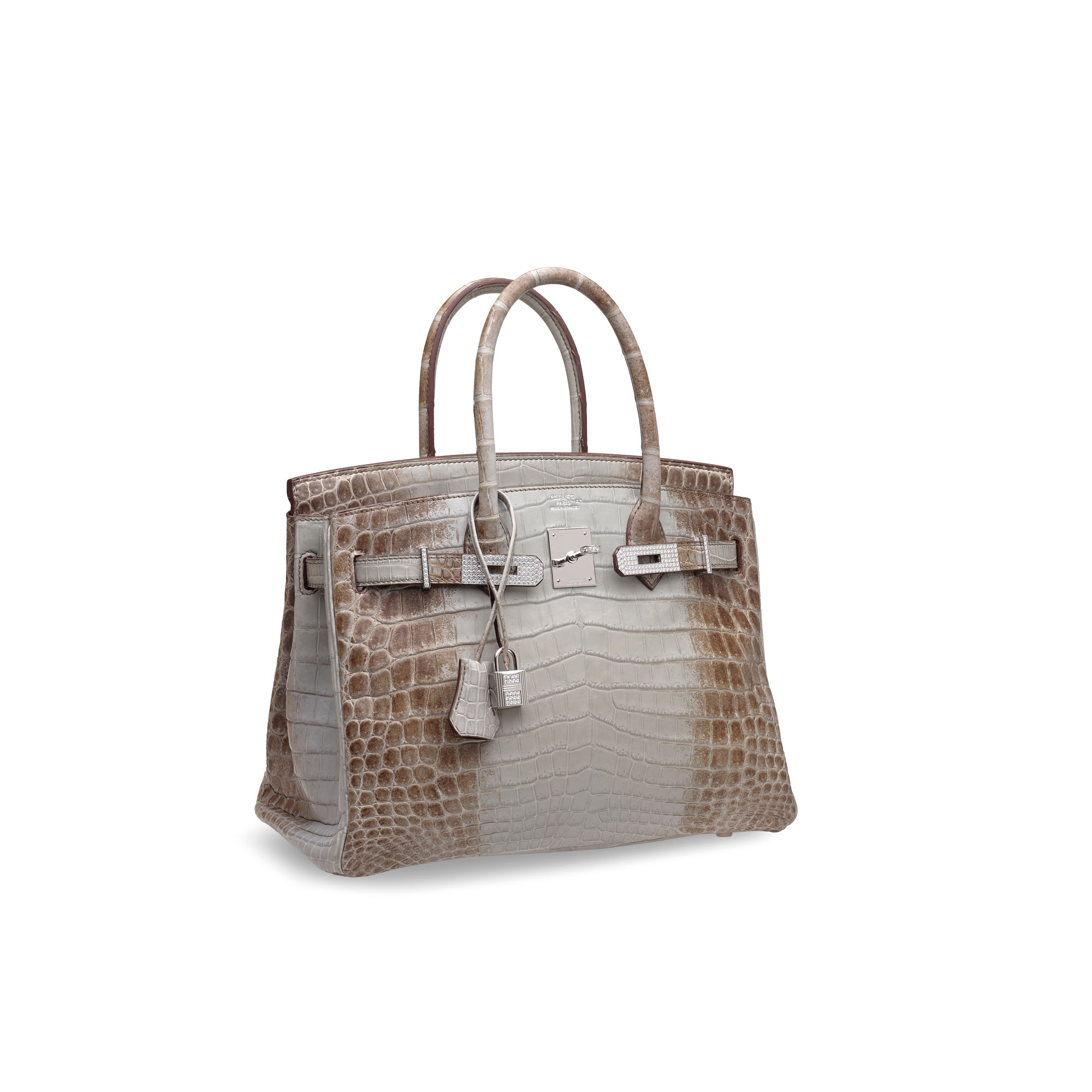 Hermès Matte Niloticus Crocodile 18K Diamond Gris Cendré Himalayan Birkin 30 30cm 