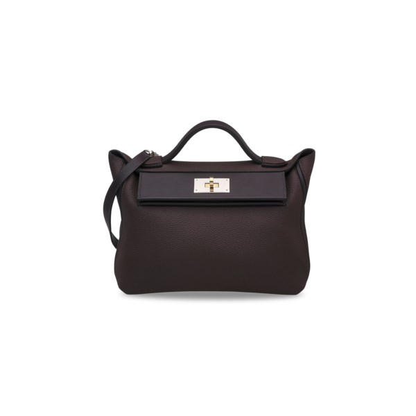 HERMÈS 24/24 - 29 handbag in Chocolate and Ebene with Swift and