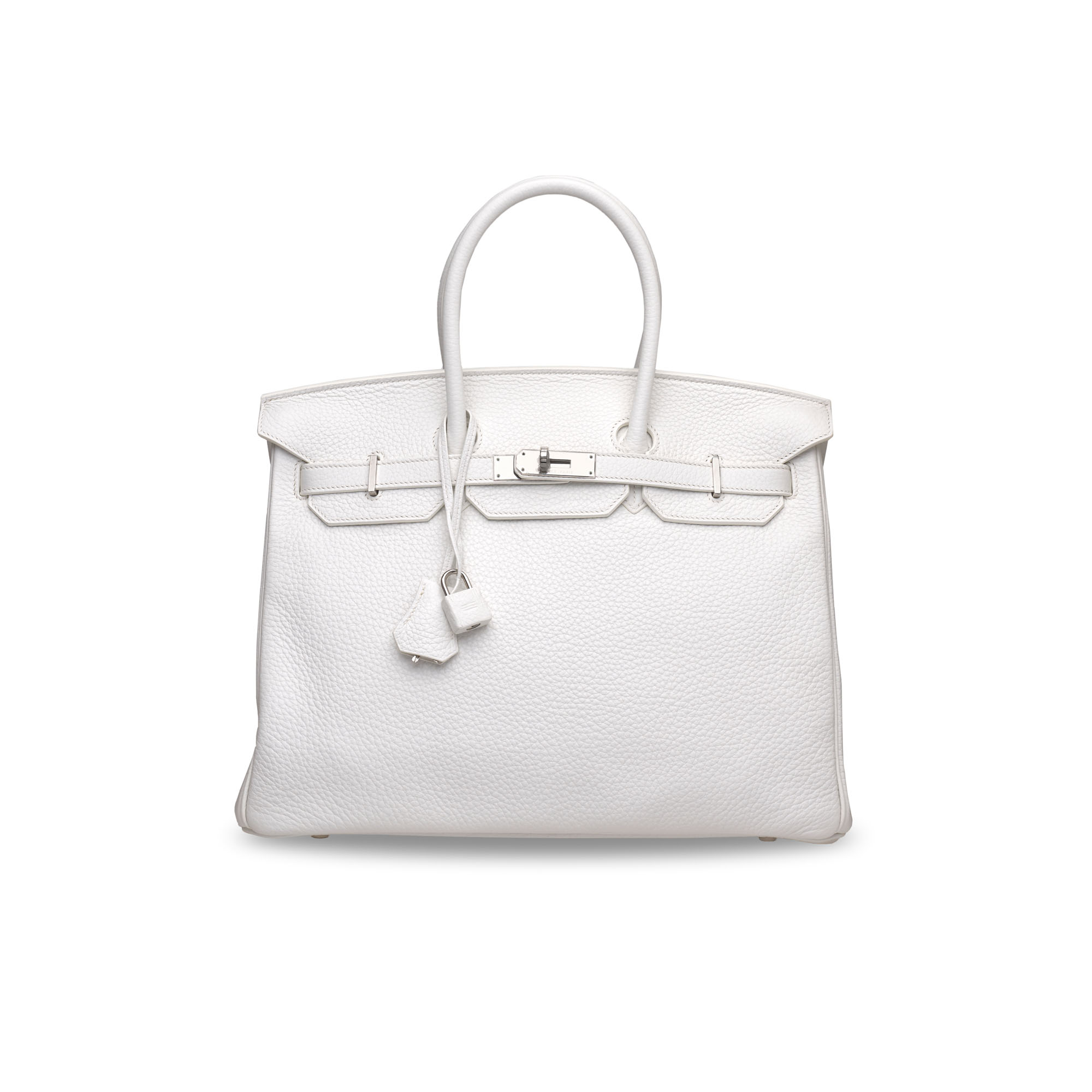 A WHITE CL MENCE LEATHER BIRKIN 35 WITH PALLADIUM HARDWARE HERM S