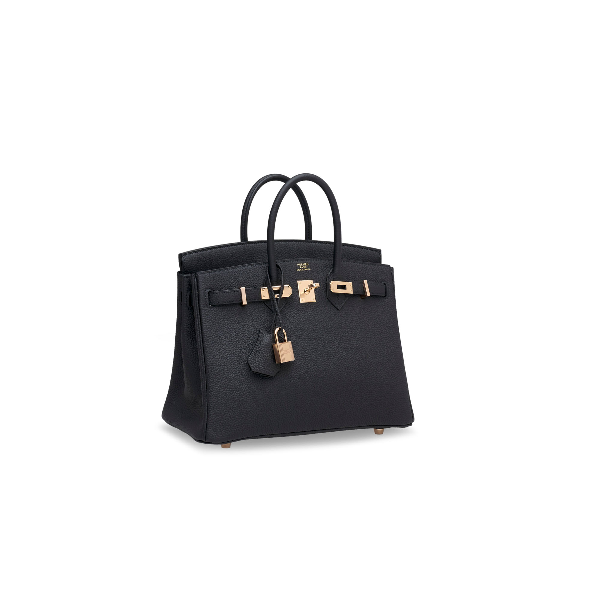 A BLACK TOGO LEATHER BIRKIN 25 WITH ROSE GOLD HARDWARE, HERMÈS