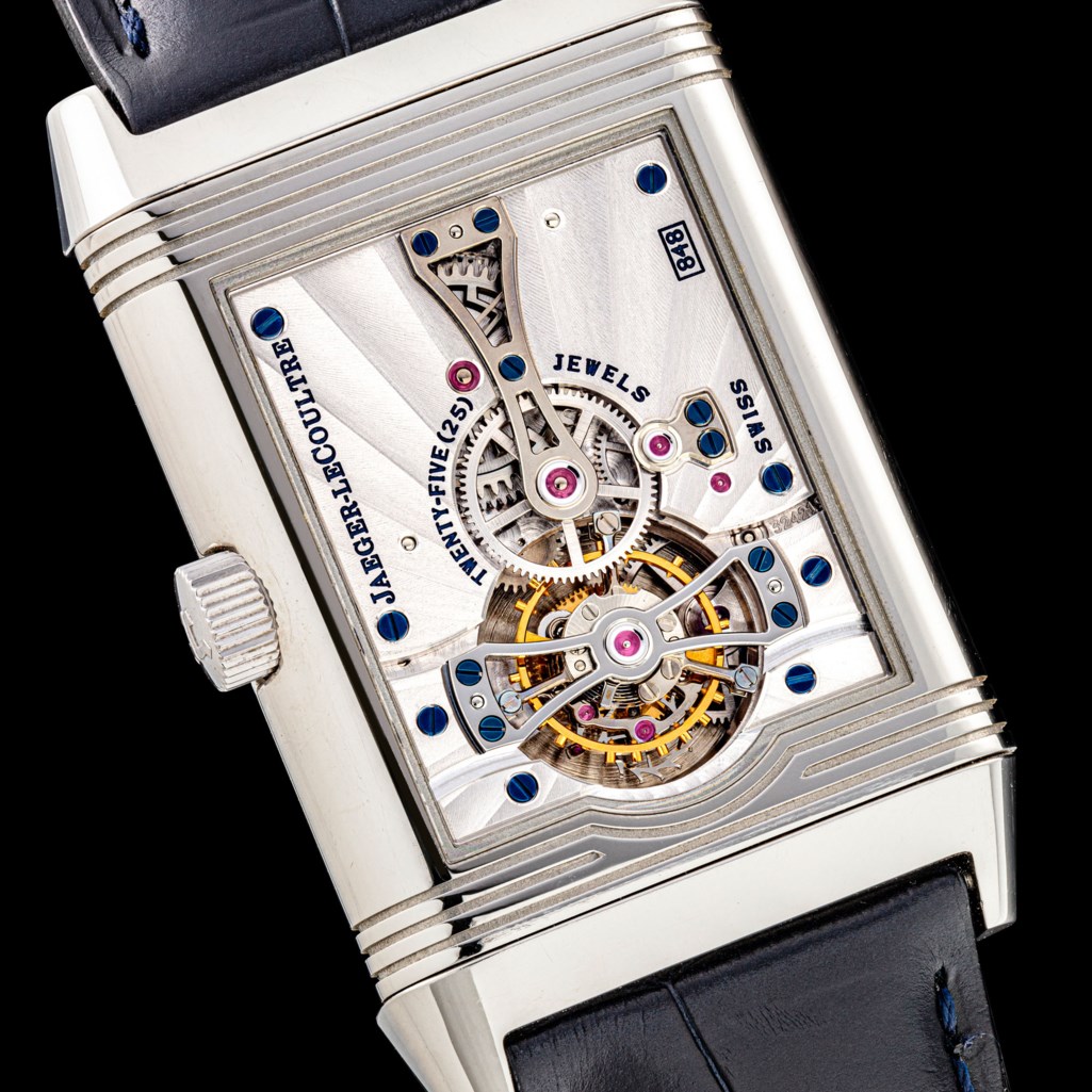 JAEGERLECOULTRE, LIMITED EDITION PLATINUM TOURBILLON REVERSO, NO. 328/