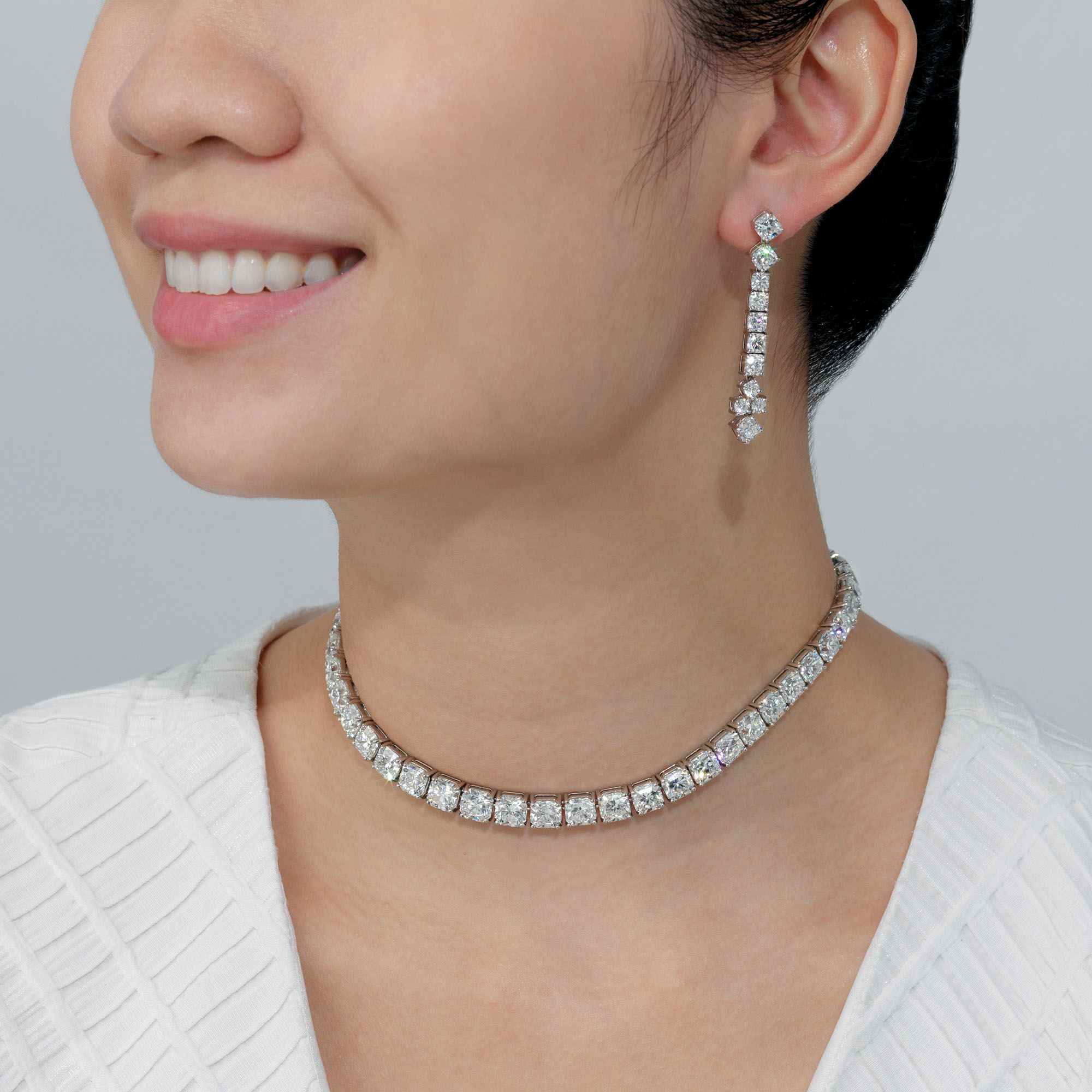DIAMOND NECKLACE AND EARRINGS SET, TIFFANY & CO.  Christie's