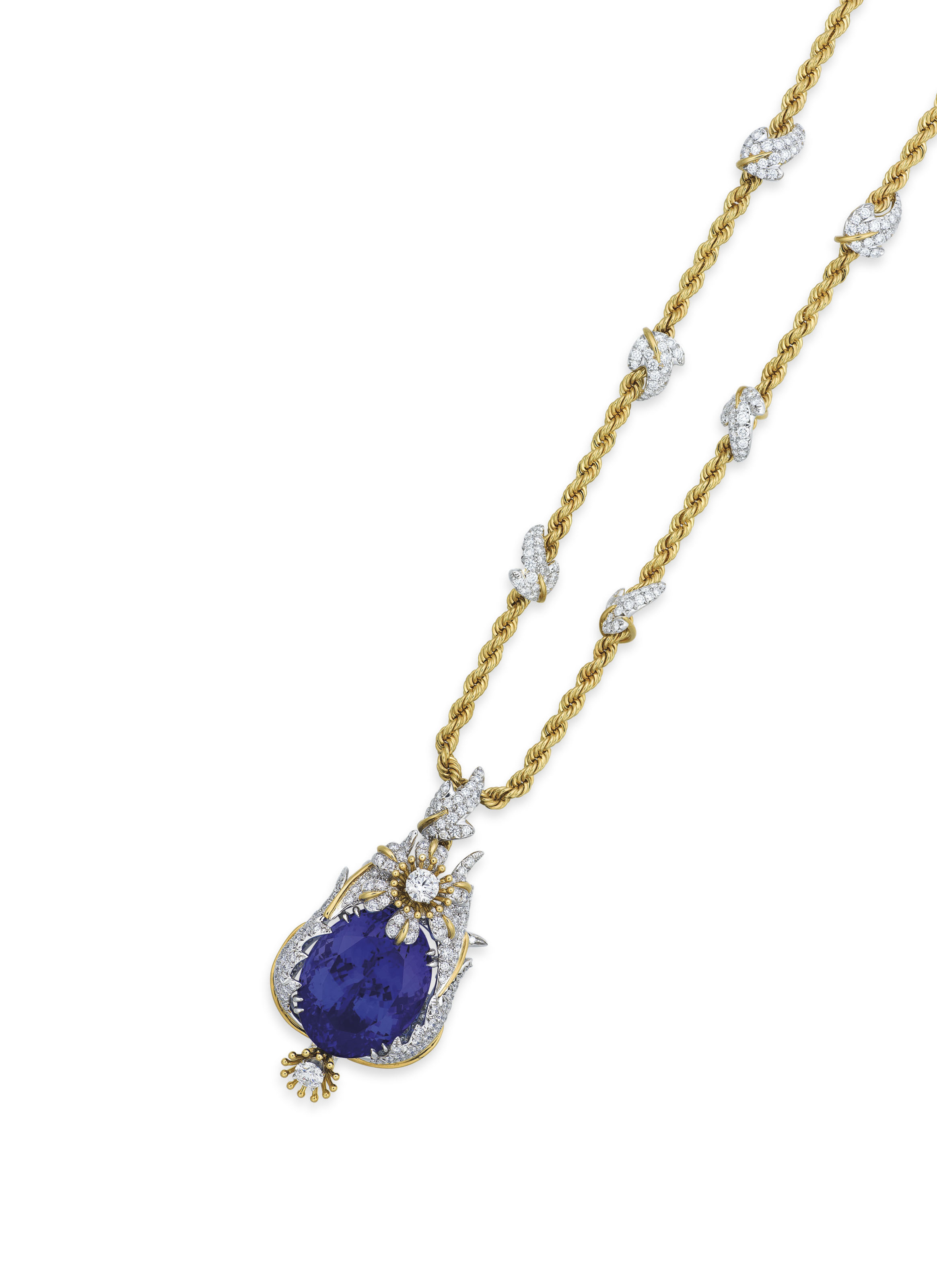 TANZANITE AND DIAMOND PENDANT NECKLACE SCHLUMBERGER STUDIO