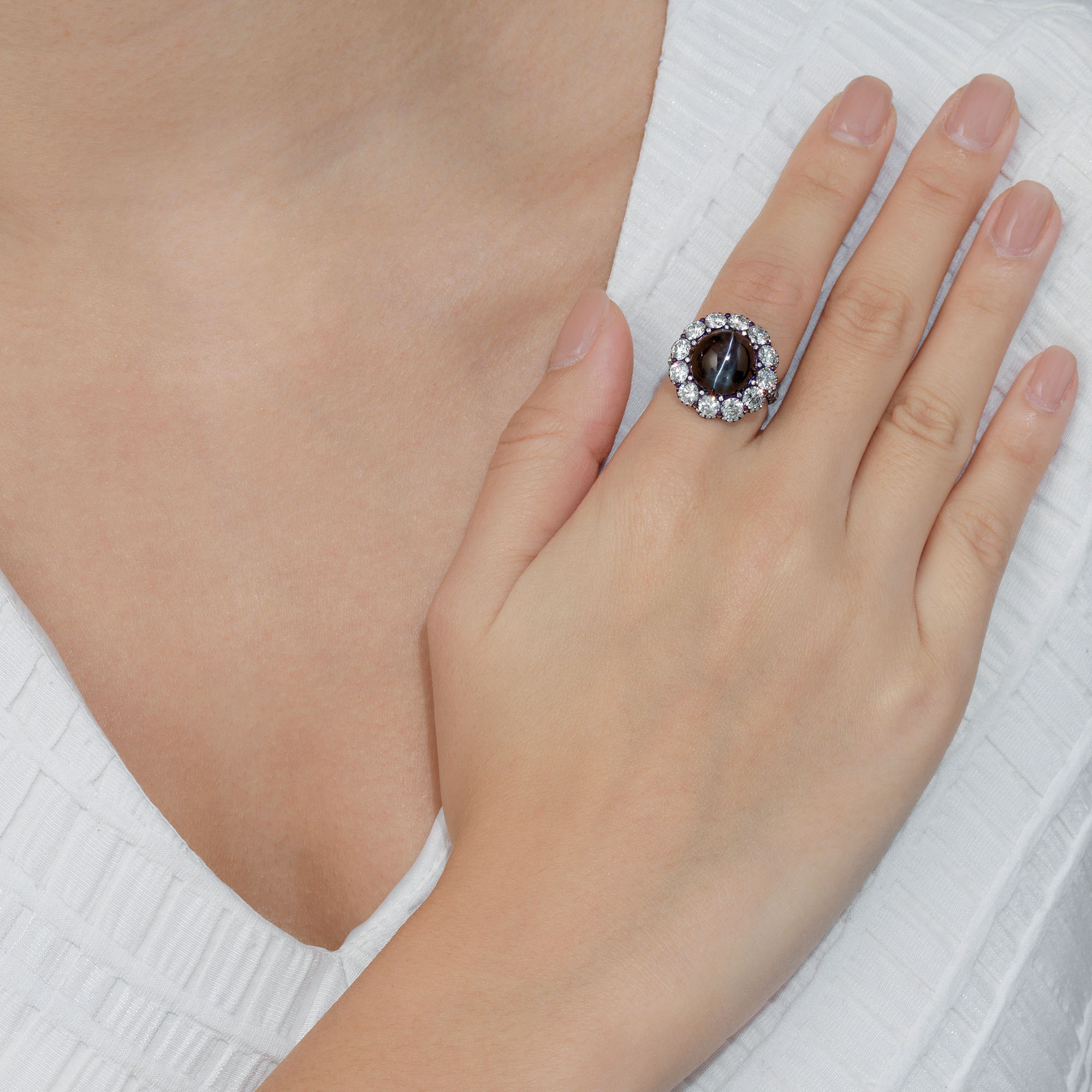 CAT'S EYE ALEXANDRITE AND DIAMOND RING