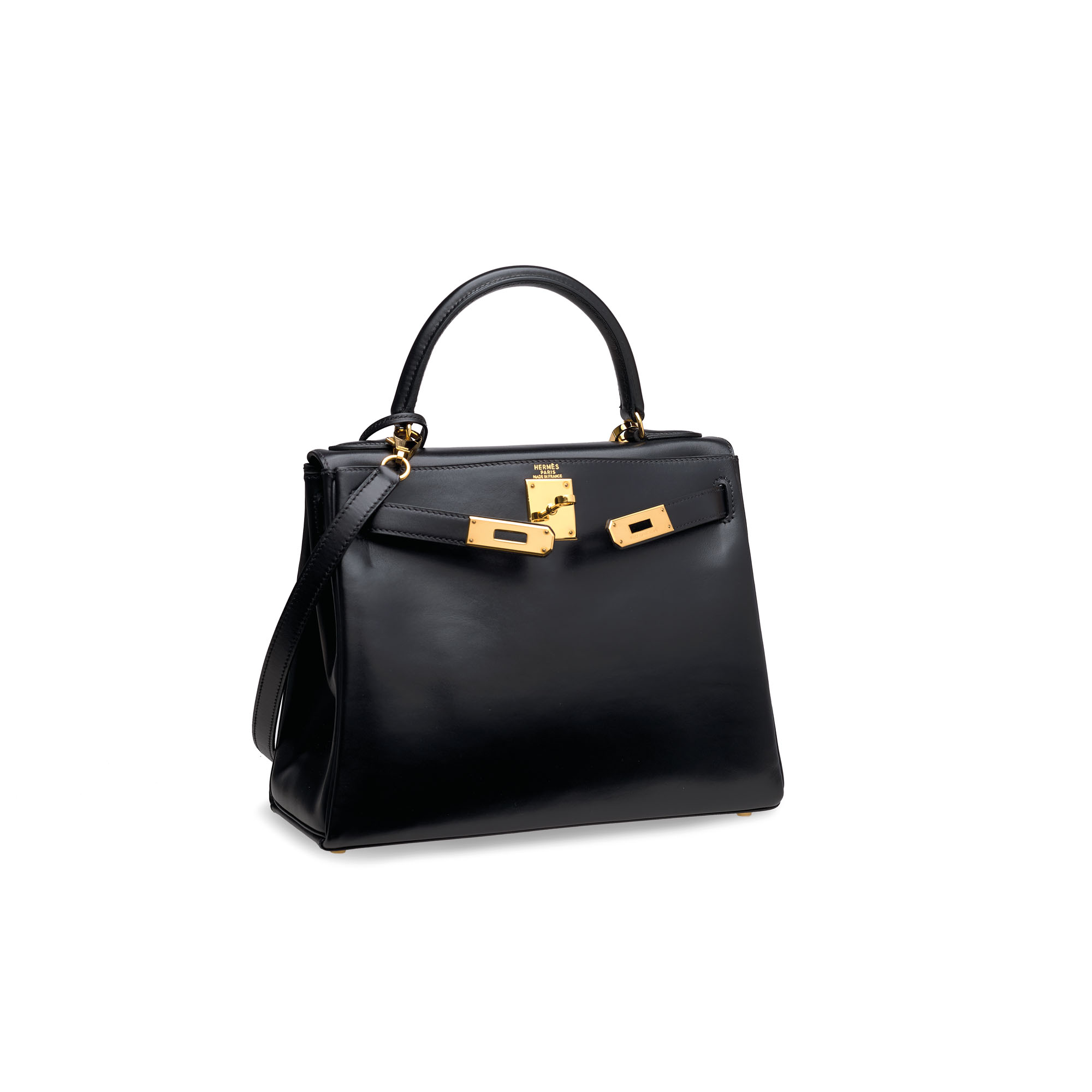 Hermes Black Box Calf Leather Palladium Hardware Kelly Sellier 28