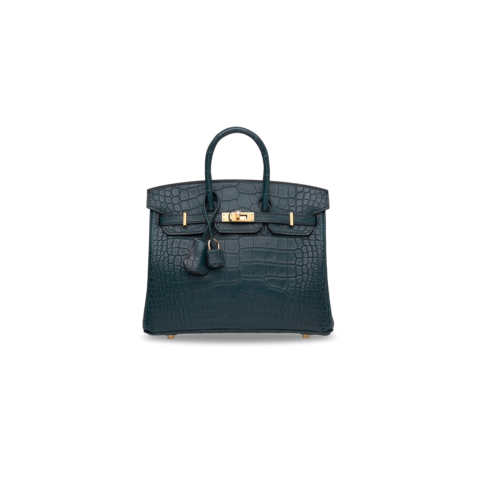 Hermes Kelly Sellier 25 Vert Rousseau Shiny Porosus Crocodile