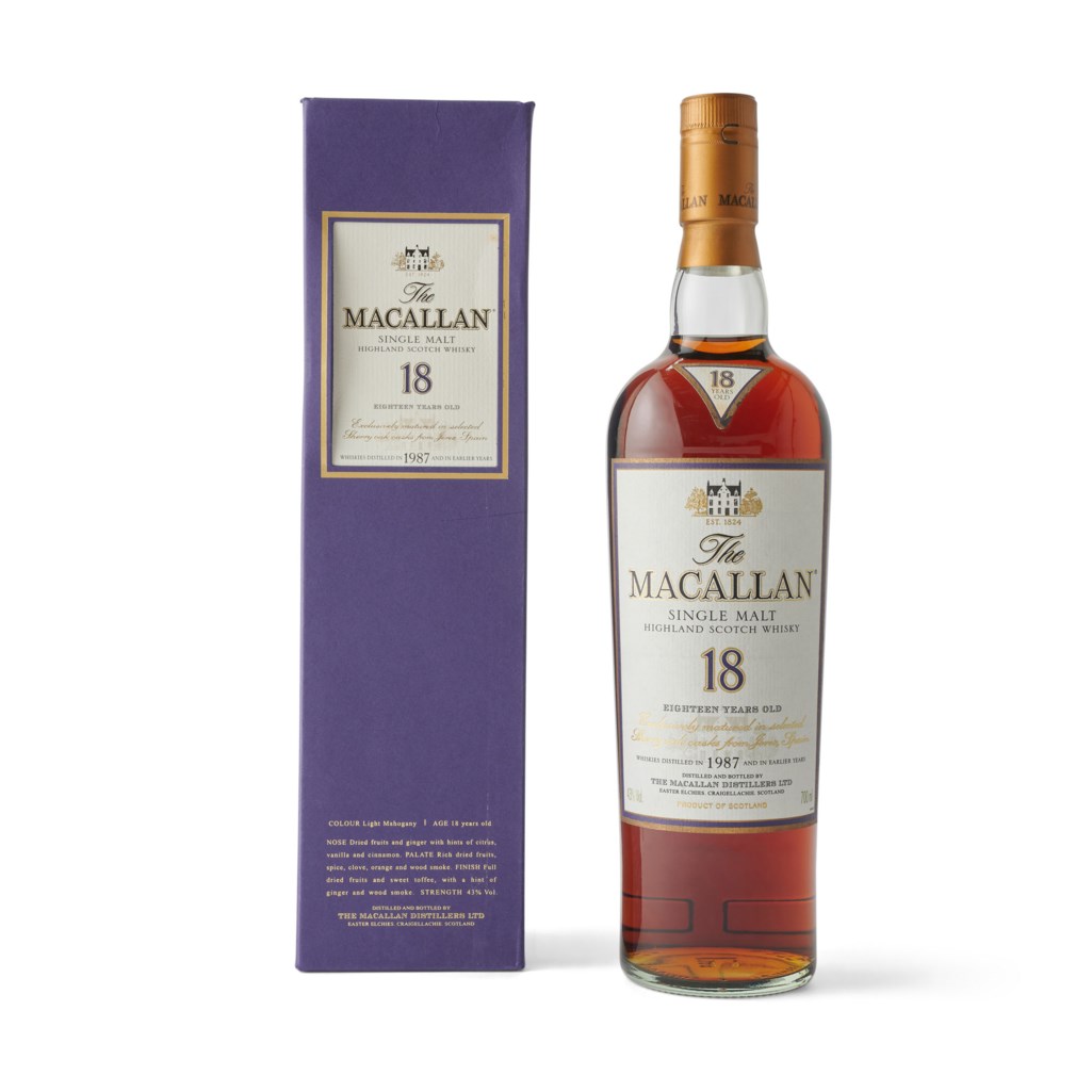 The Macallan 18 Year Old 1987 Speysidein Original Carton Stained Neck Label Level Into Neck Taiwanese Import Back Label 43 Volumeremark Please Note That In Respect Of Wine Lots All Shipping Charges Local