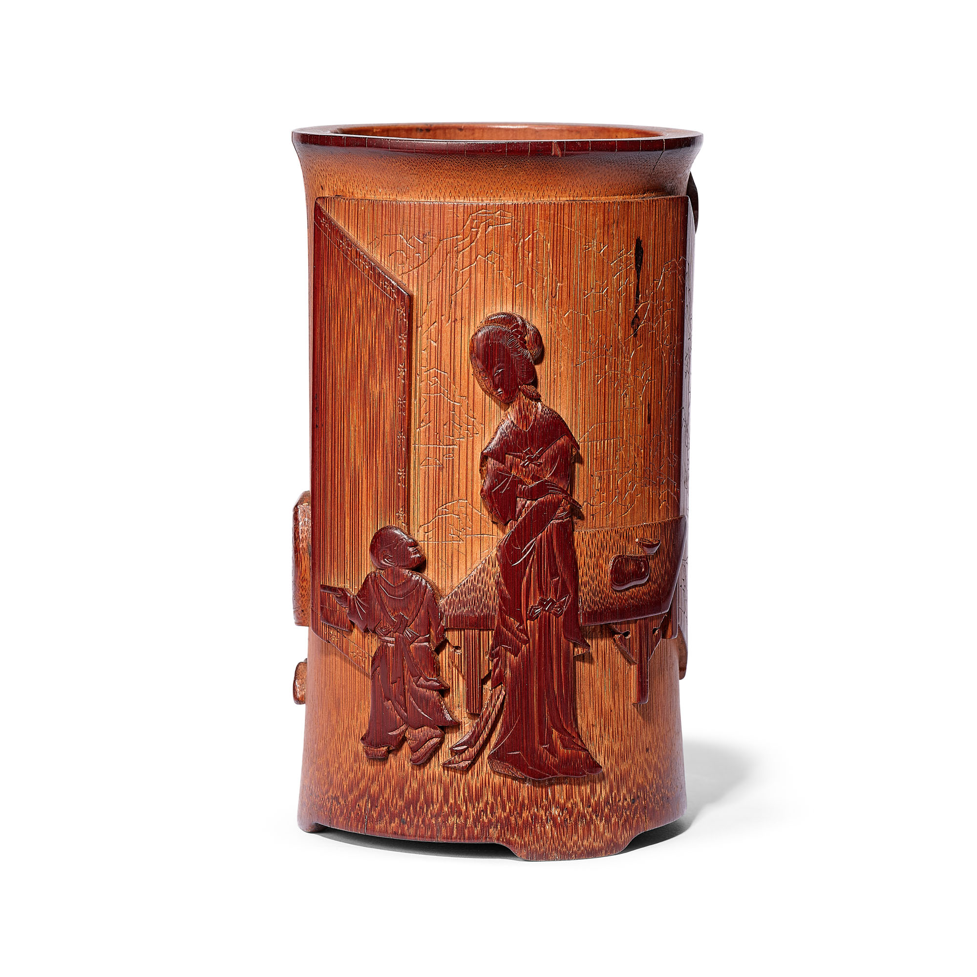 A CARVED BAMBOO BRUSH POT, LATE MINGEARLY QING DYNASTY